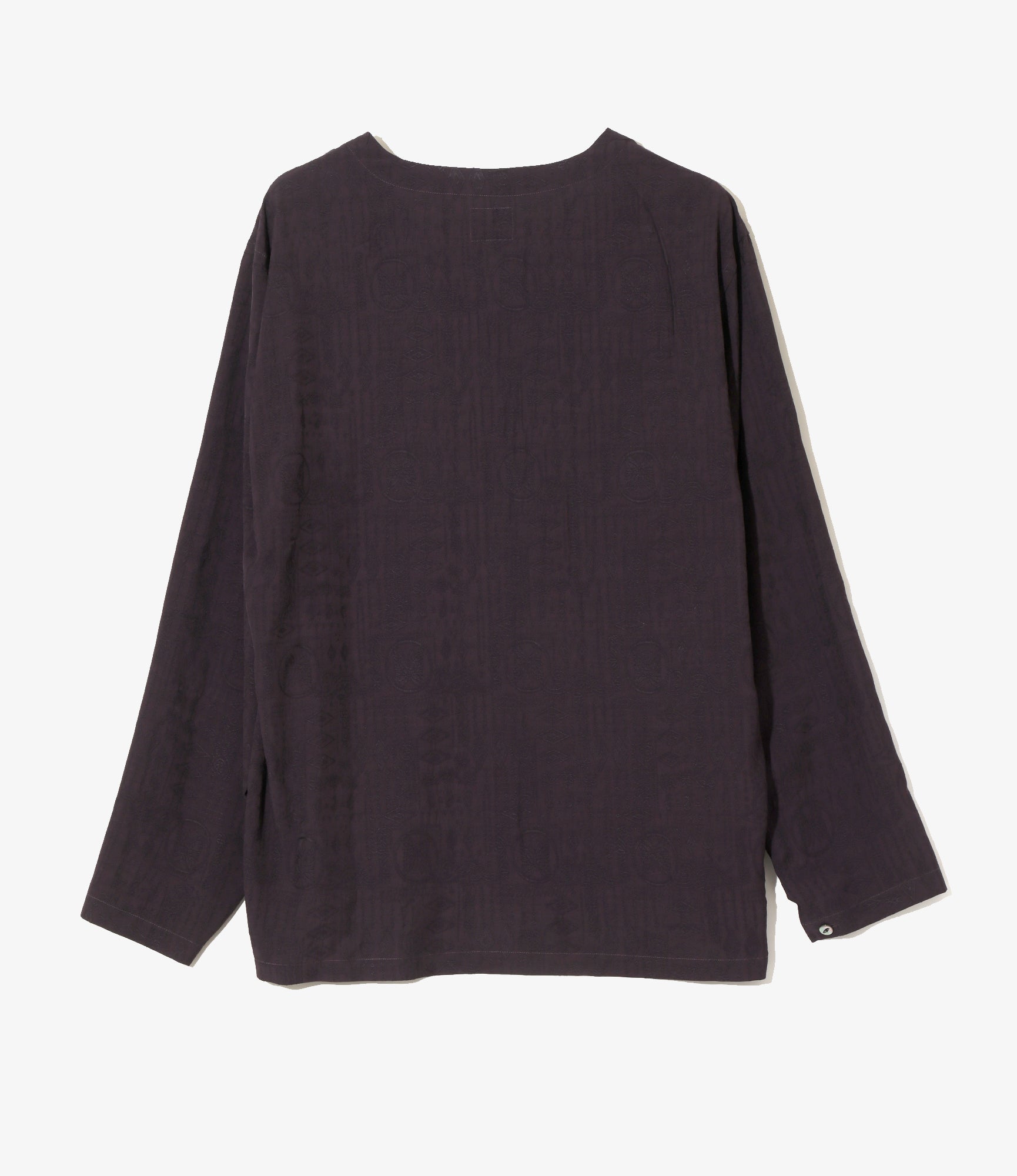 V-Neck Pullover - Purple - Rayon Fine Pattern Jacquard