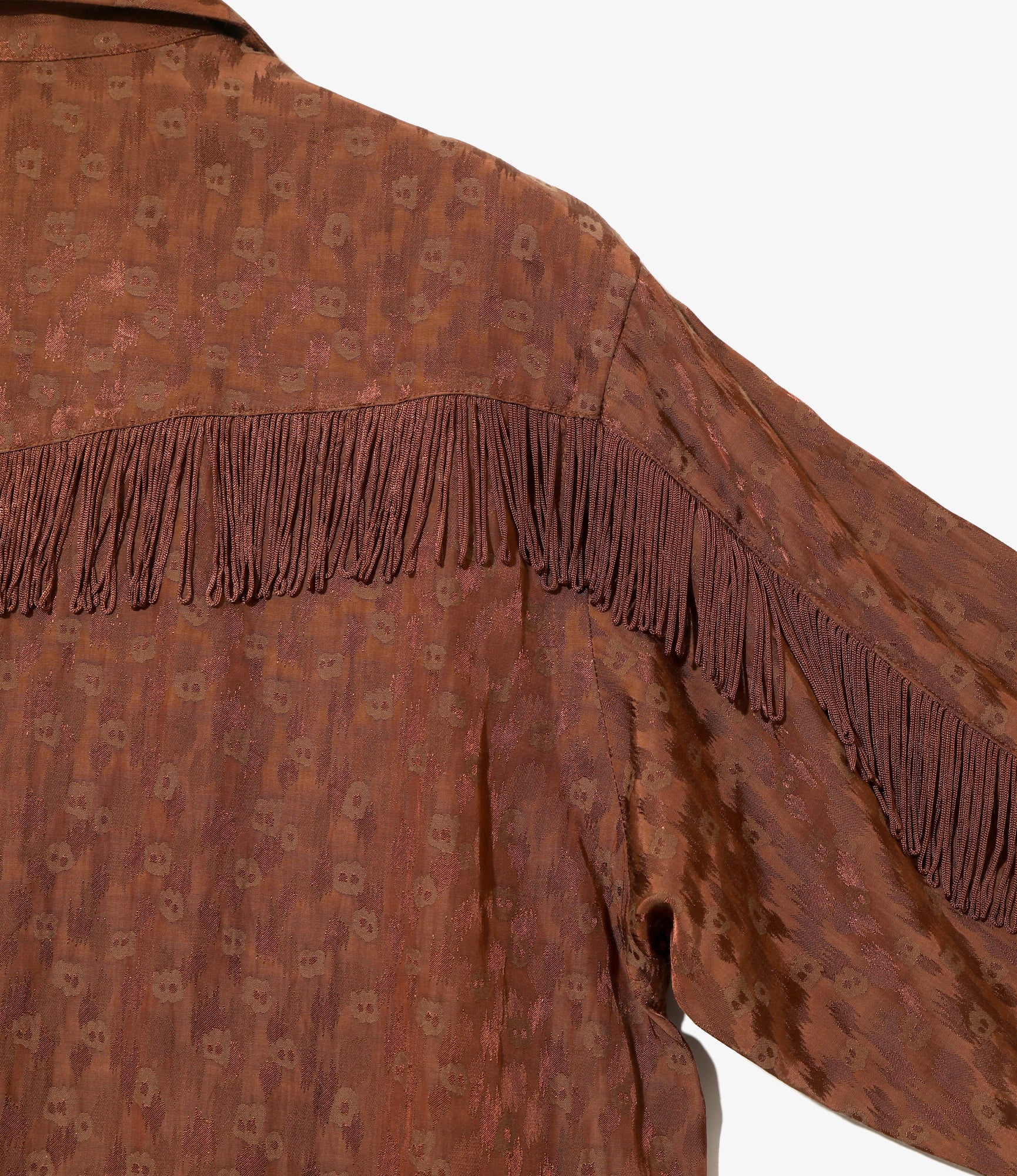 Fringe Shirt Dress - Rust - R/C Leopard Jacquard