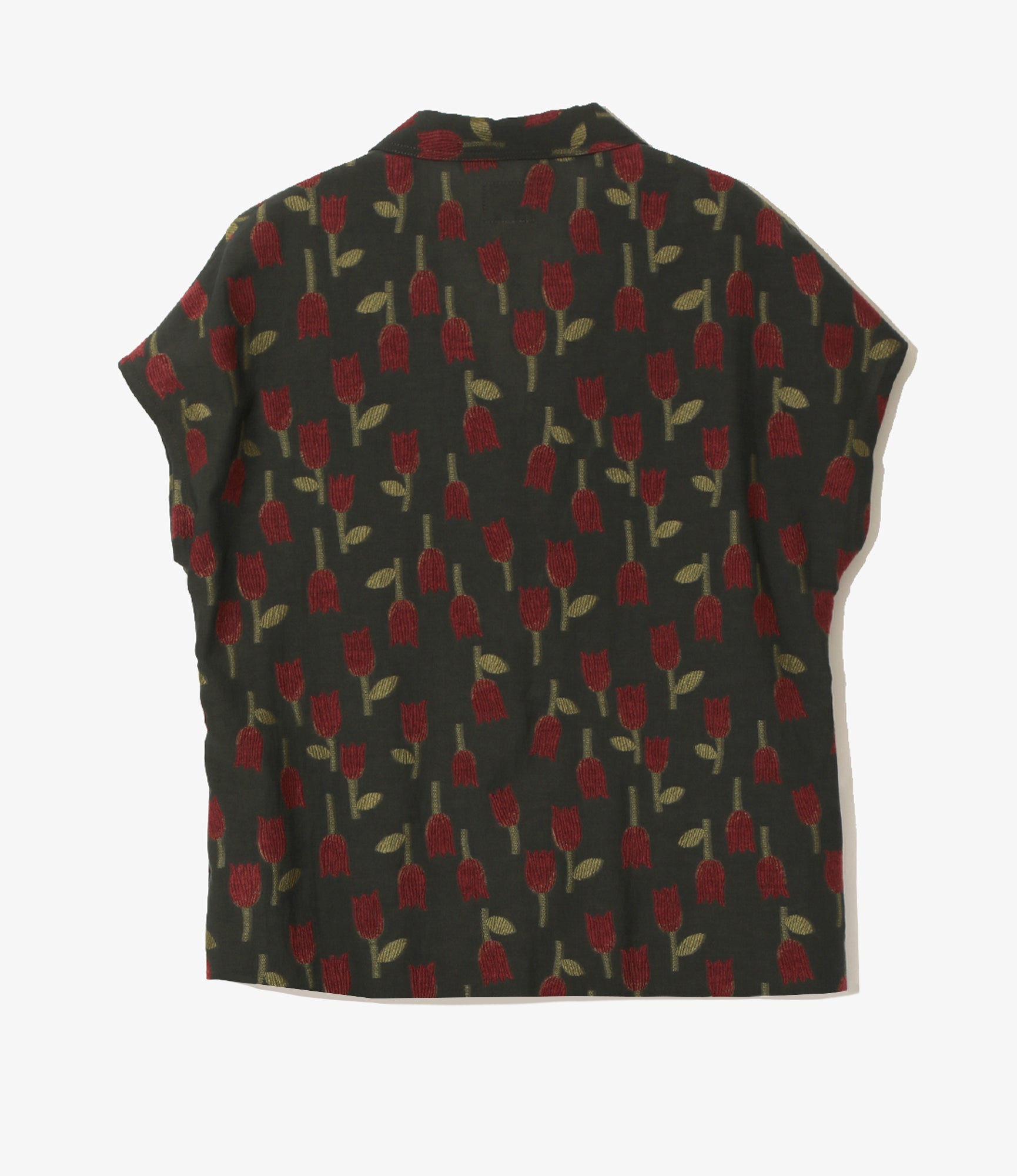 French Sleeve Blouse - Charcoal - R/W Tulip Jacquard`