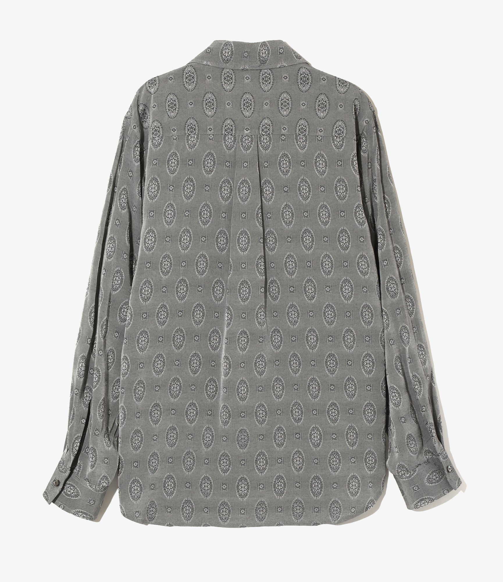 Italian Collar Shirt - Grey - Fine Pattern Jacquard