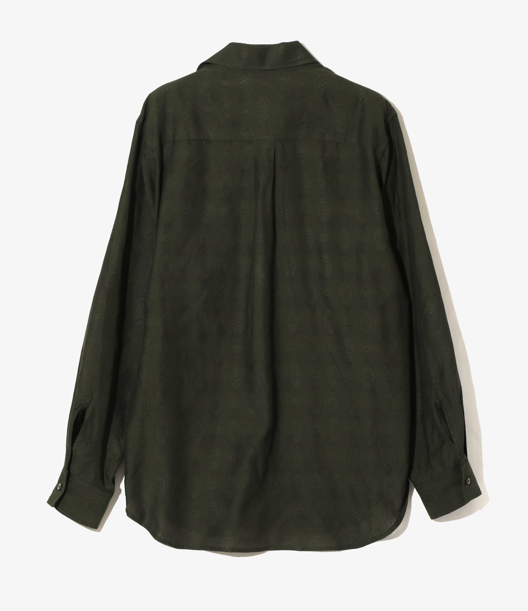 Italian Collar Shirt - Dk. Green- Fine Pattern Jacquard