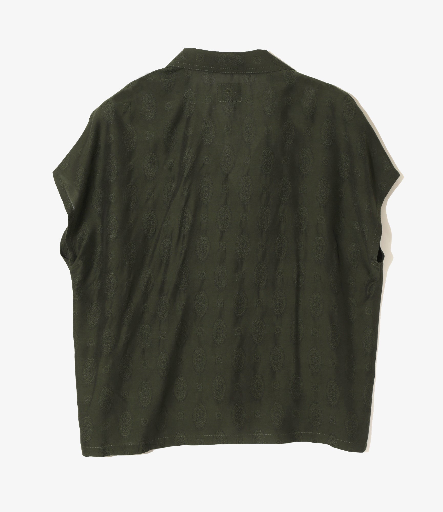French Sleeve Blouse - Dk. Green- Fine Pattern Jacquard