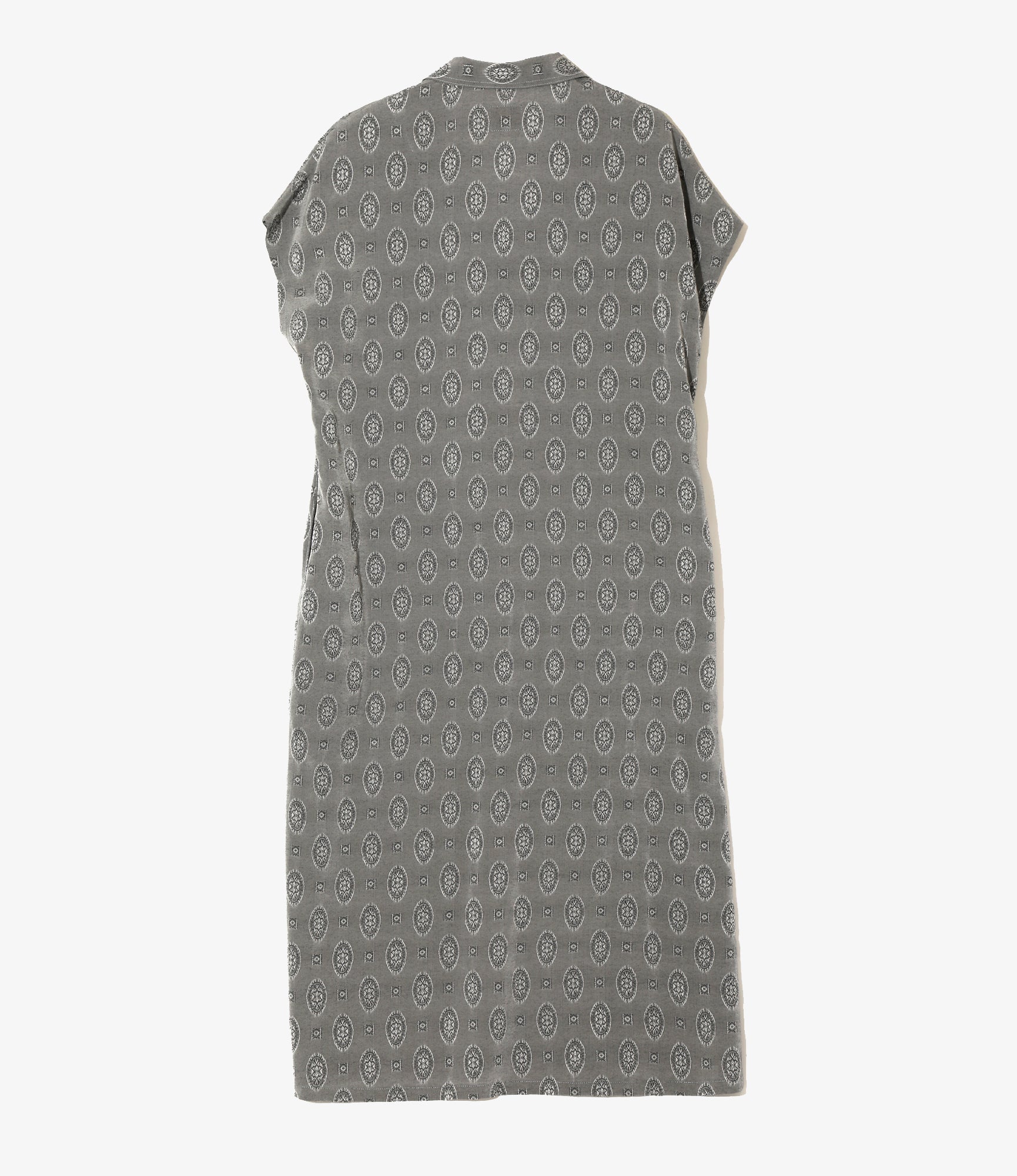 French Sleeve Dress - Grey - Fine Pattern Jacquard