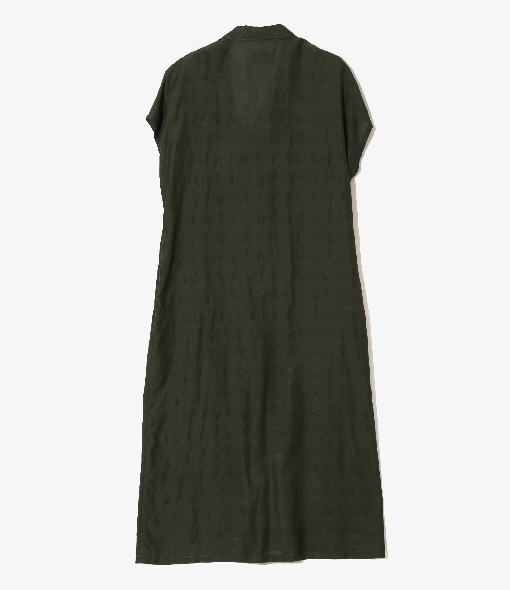 French Sleeve Dress - Dk. Green - Fine Pattern Jacquard