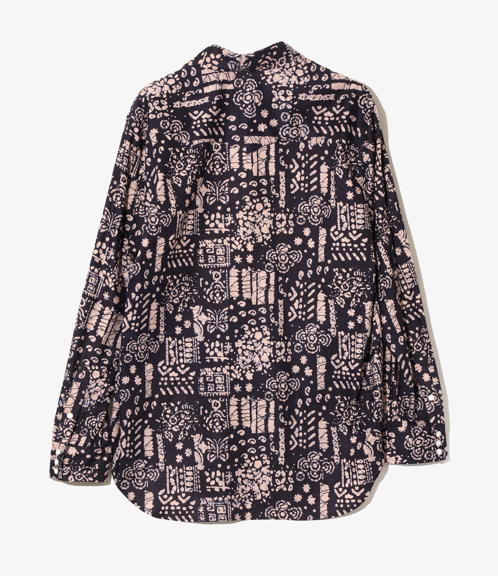 Western Shirt - Navy - Printed Cotton Lawn / Batik