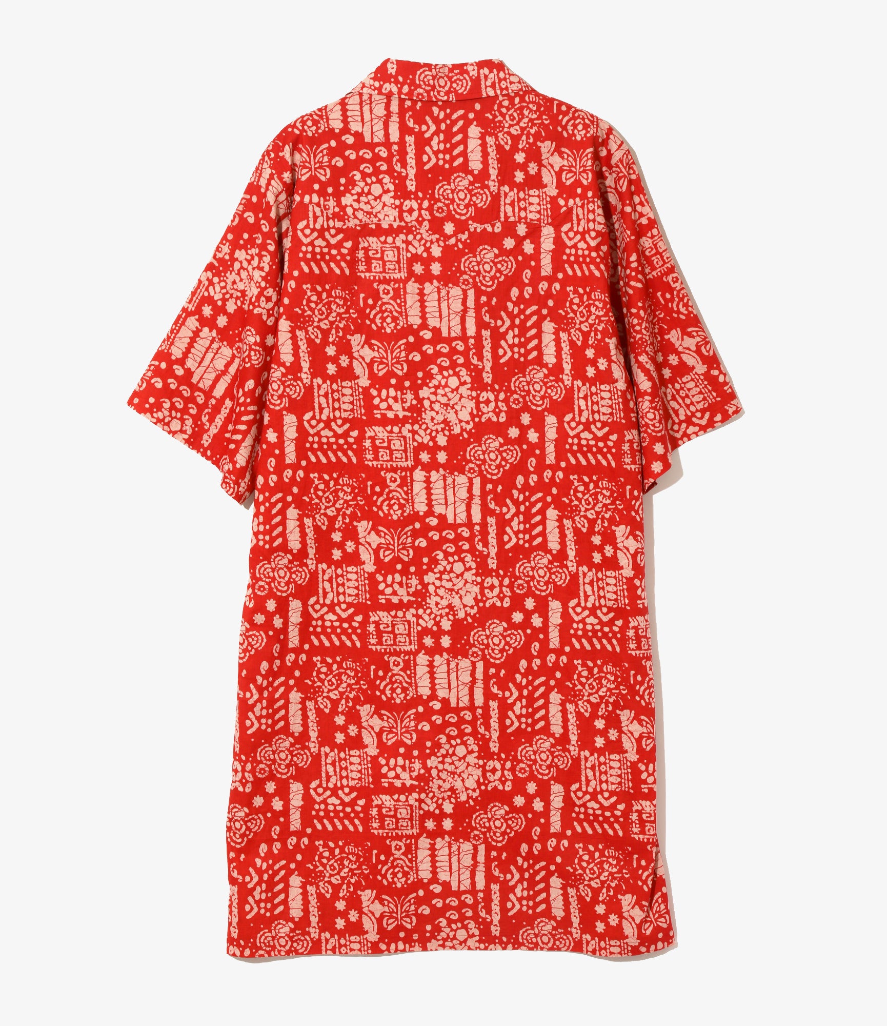 Western Shirt Dress - Red - Printed Cotton Lawn / Batik