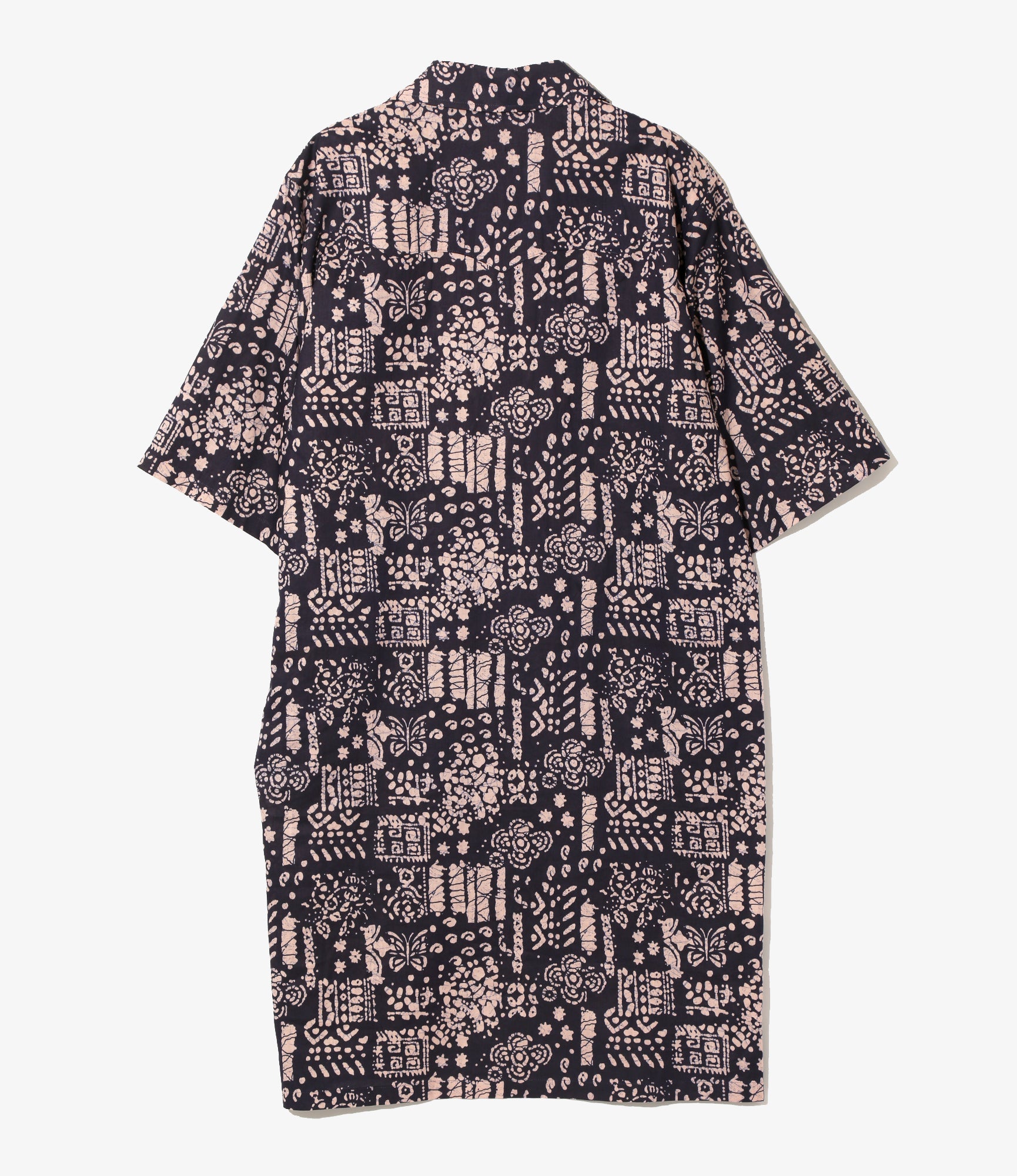 Western Shirt Dress - Navy - Printed Cotton Lawn / Batik