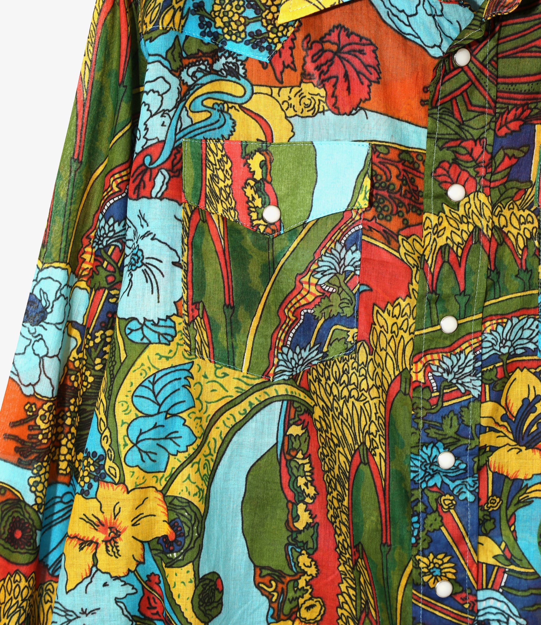 Western Shirt - Lt. Blue - Printed Cotton Lawn / Floral