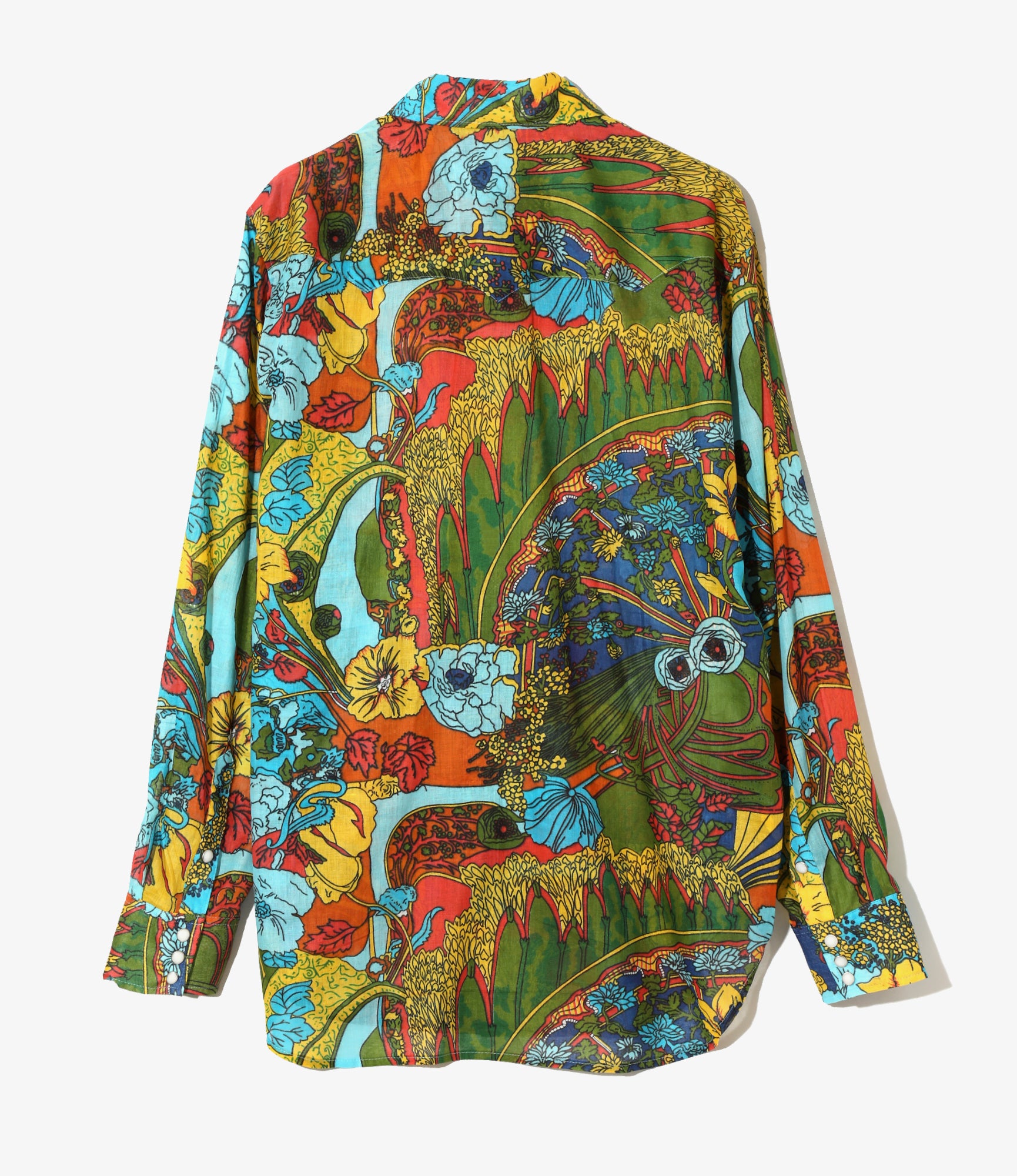 Western Shirt - Lt. Blue - Printed Cotton Lawn / Floral