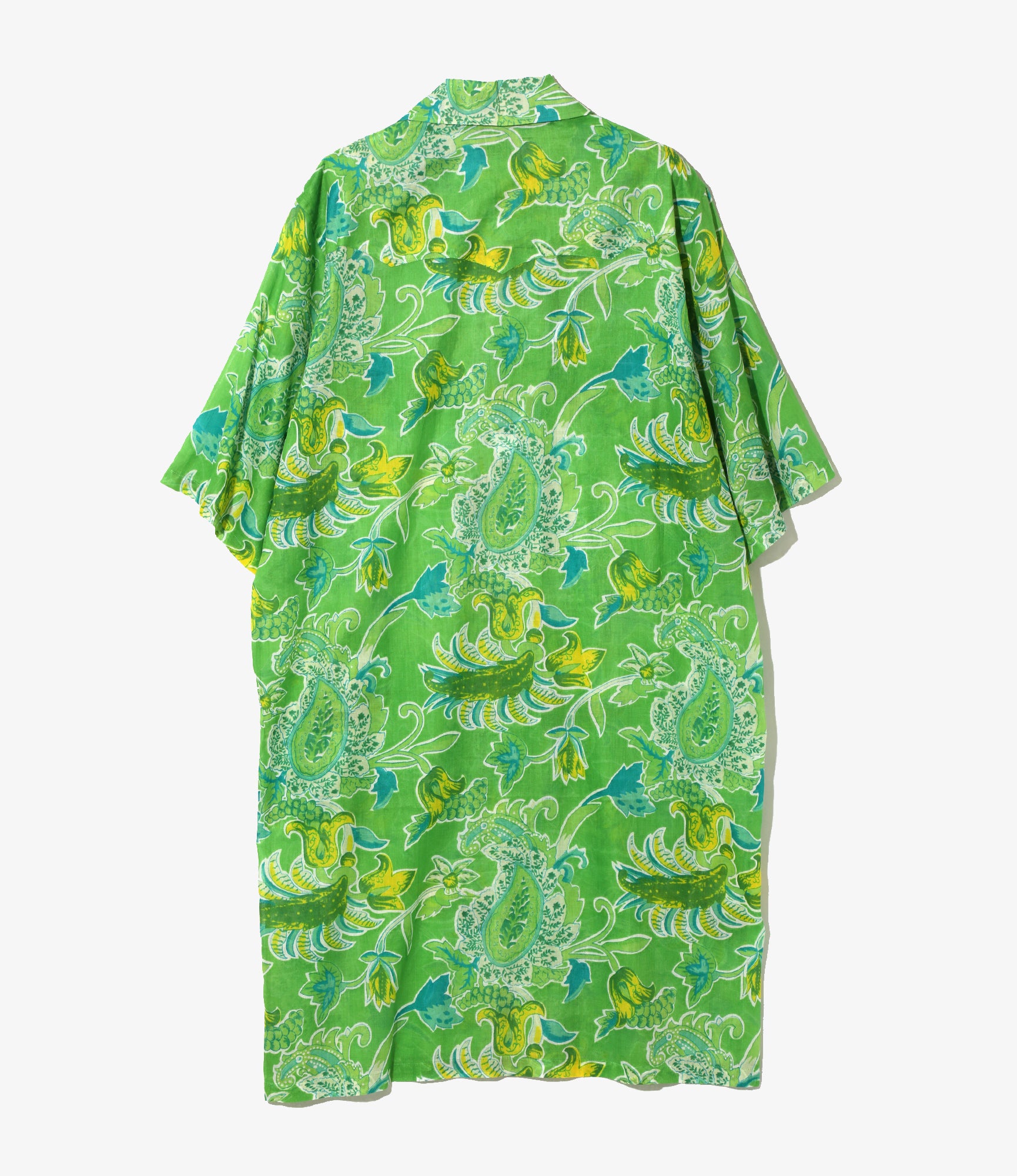 Western Shirt Dress - Green - Printed Cotton Lawn / Floral