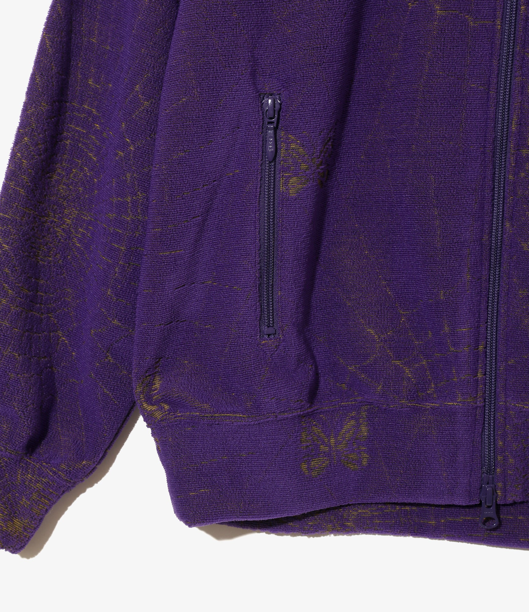 Rib Collar Track Jacket - Purple - Pile Jacquard / Spider Web