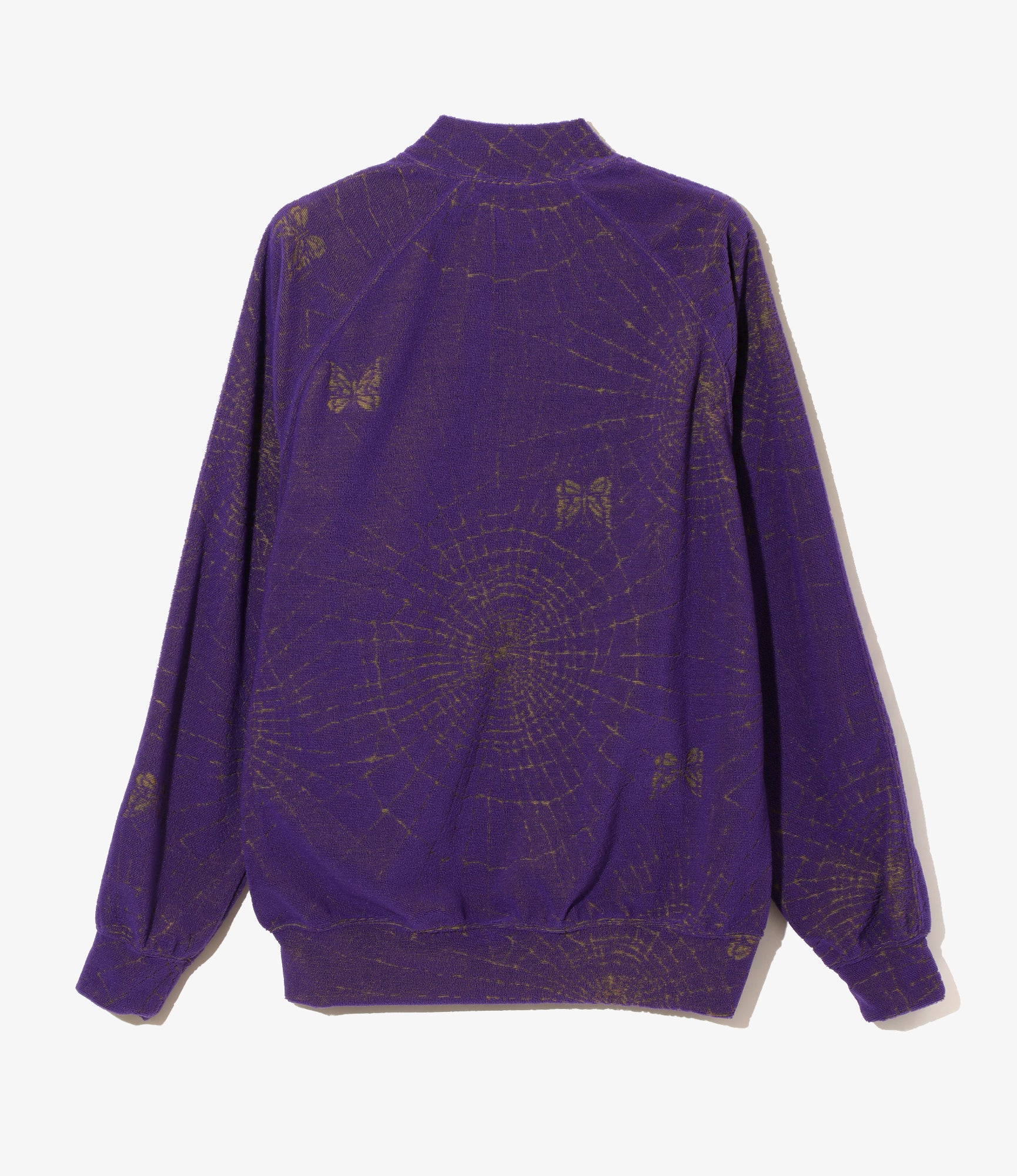 Rib Collar Track Jacket - Purple - Pile Jacquard / Spider Web