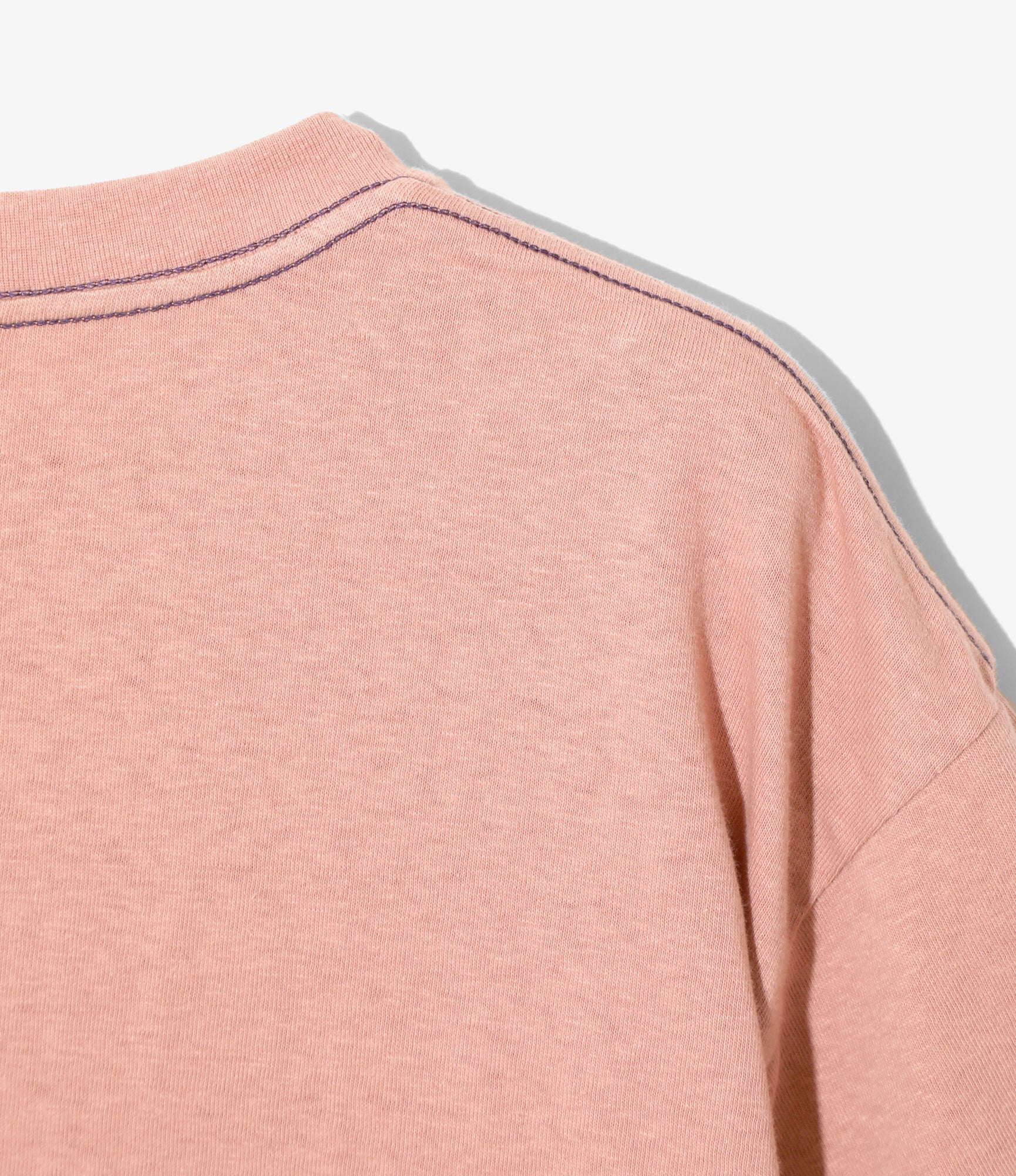 S/S Papillon Emb. Pocket Tee - Pink - Cotton Jersey