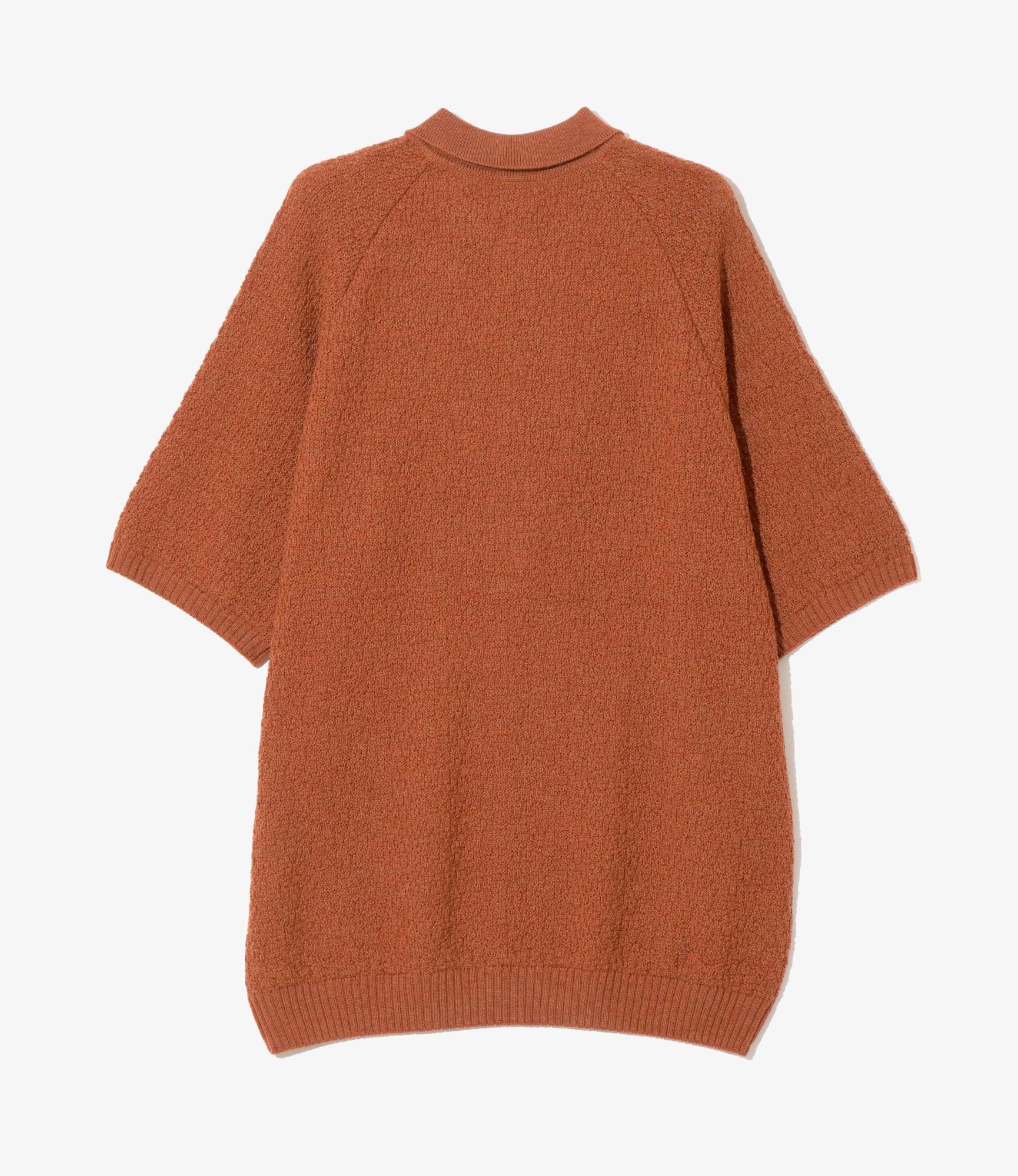 S/S Polo Sweater - Rust - Merino Wool Knit