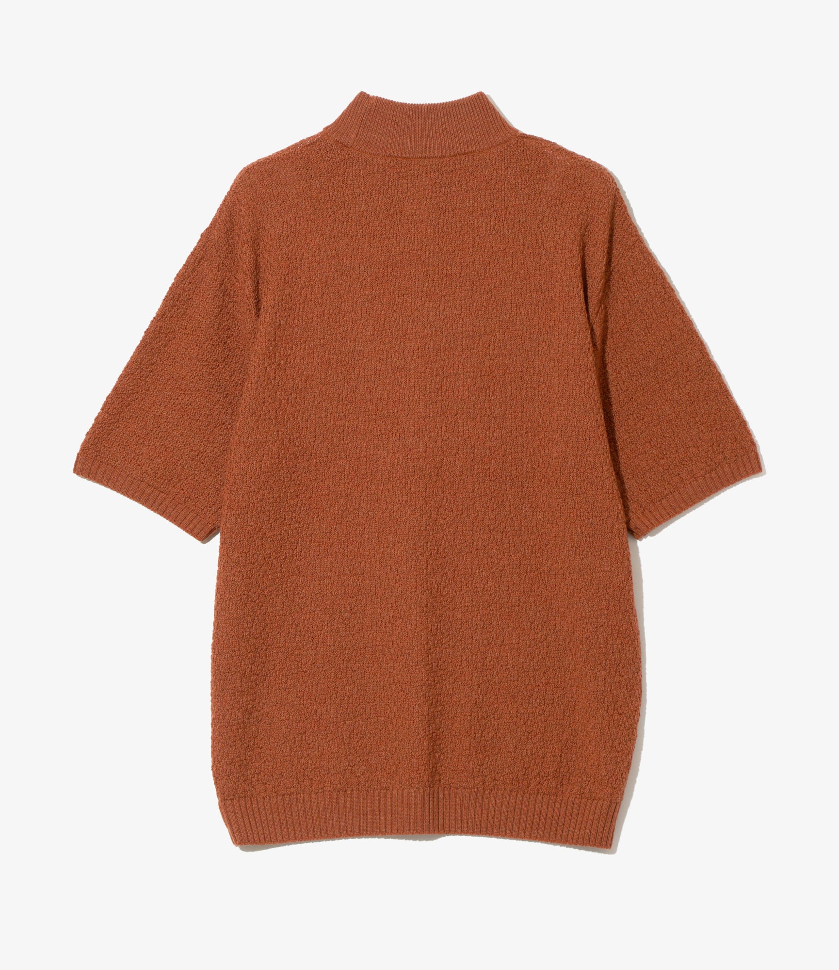 S/S Mock Neck Sweater - Rust - Merino Wool Knit
