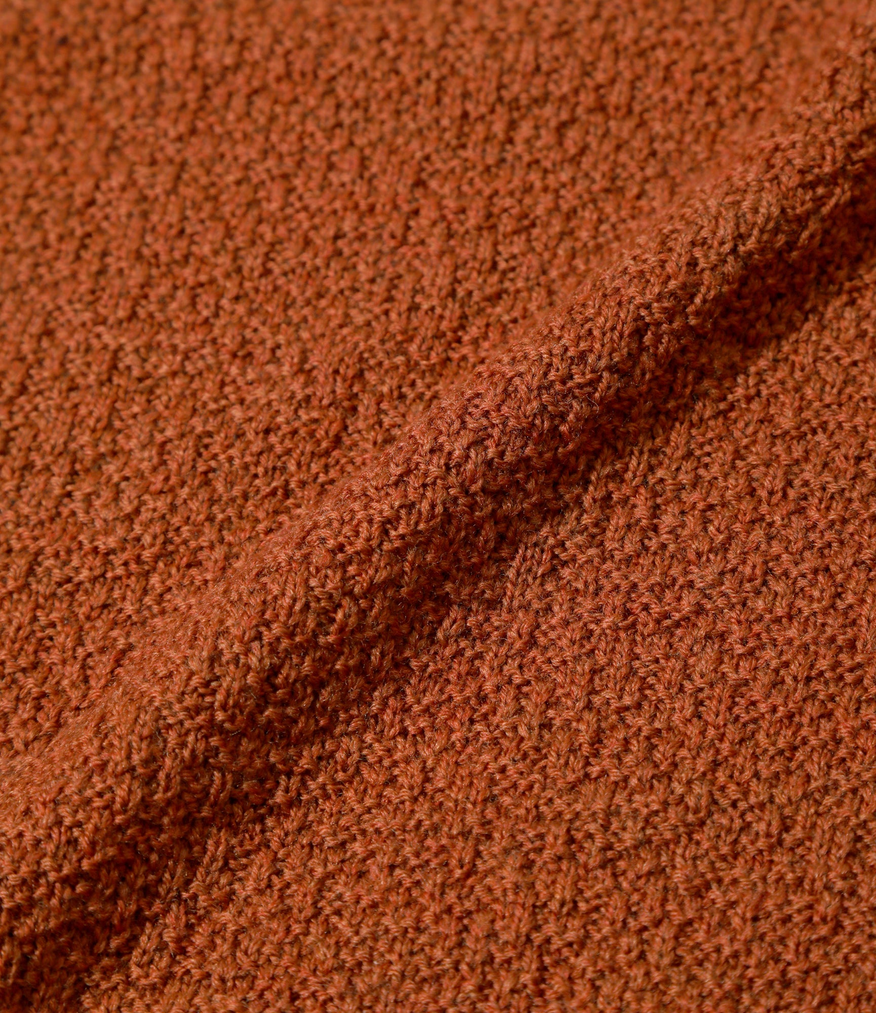 S/S Mock Neck Sweater - Rust - Merino Wool Knit