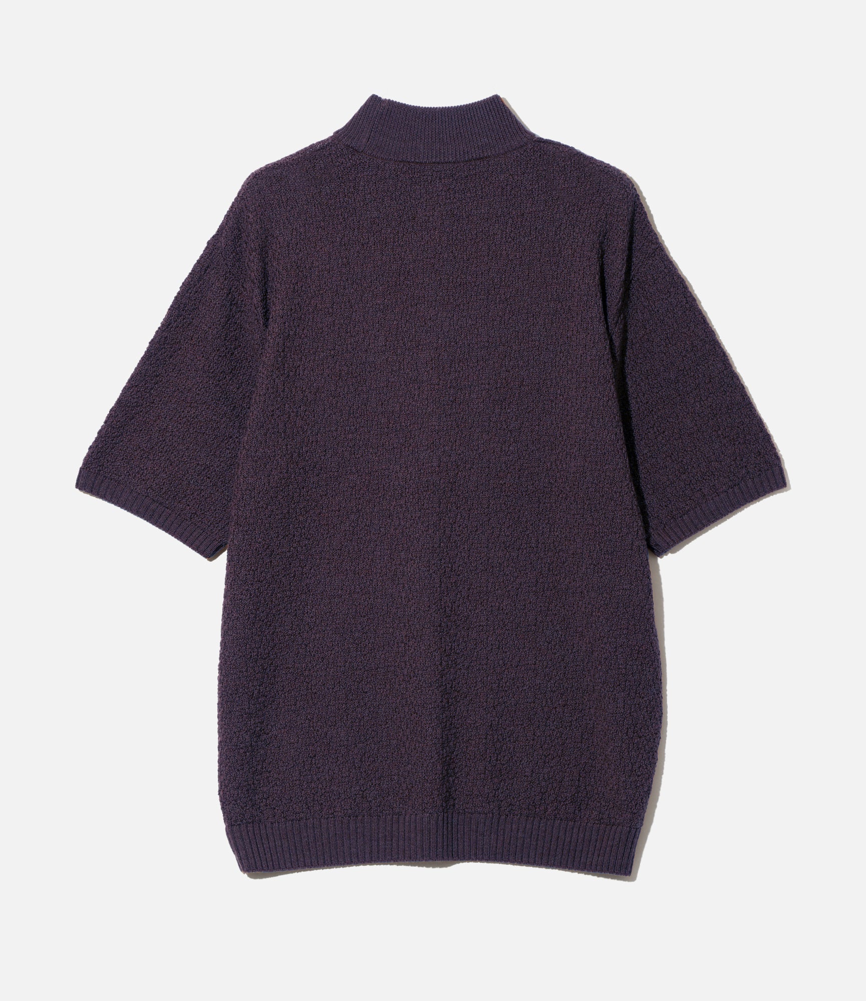 S/S Mock Neck Sweater - Purple- Merino Wool Knit
