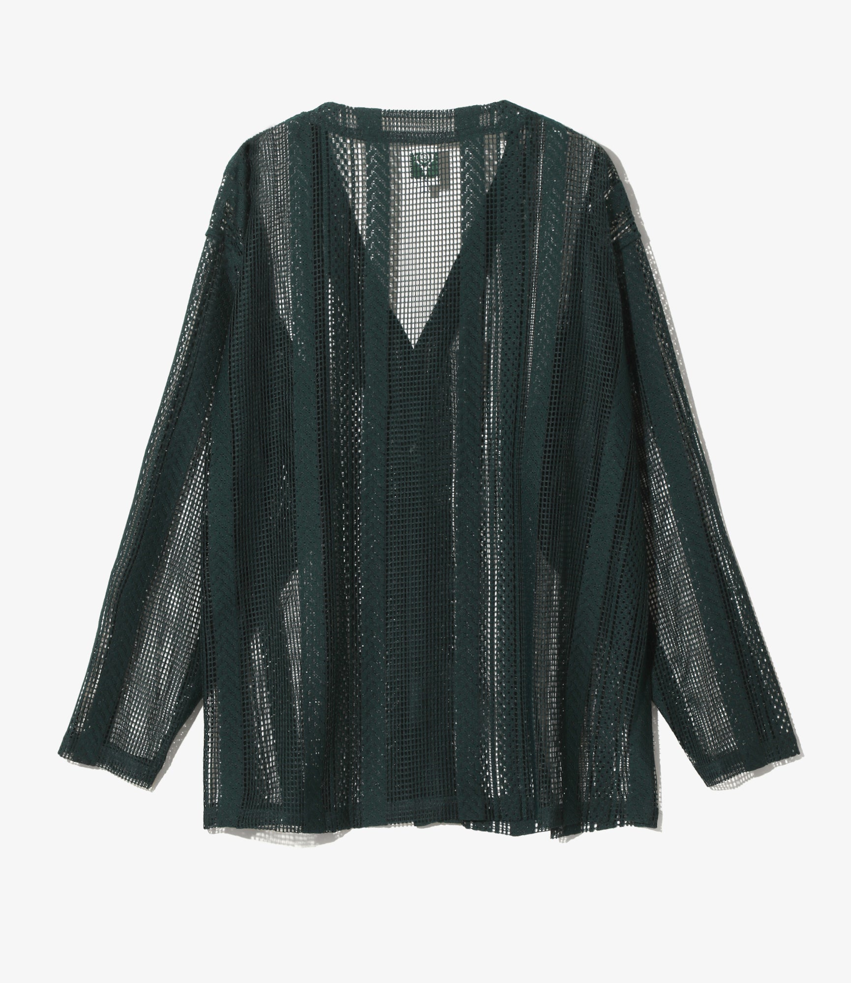 V-Neck Cardigan - Green- Poly Lace