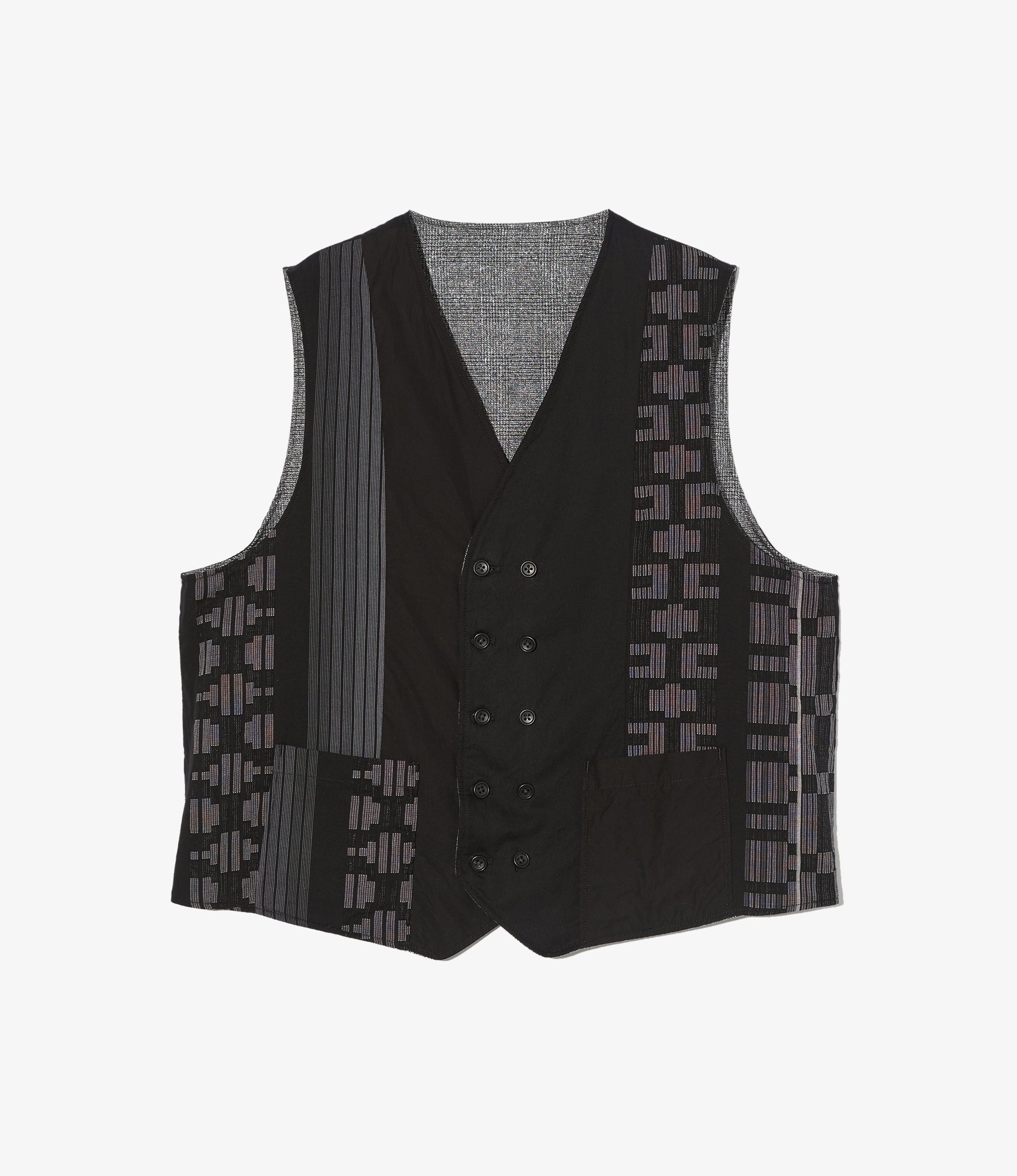 Reversible Vest - Dk. Grey Polyester Lurex Glen Plaid