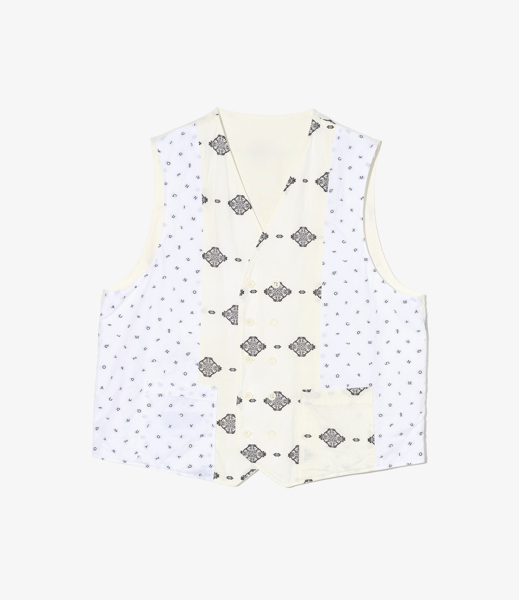 Reversible Vest - White Cotton Heavy Poplin