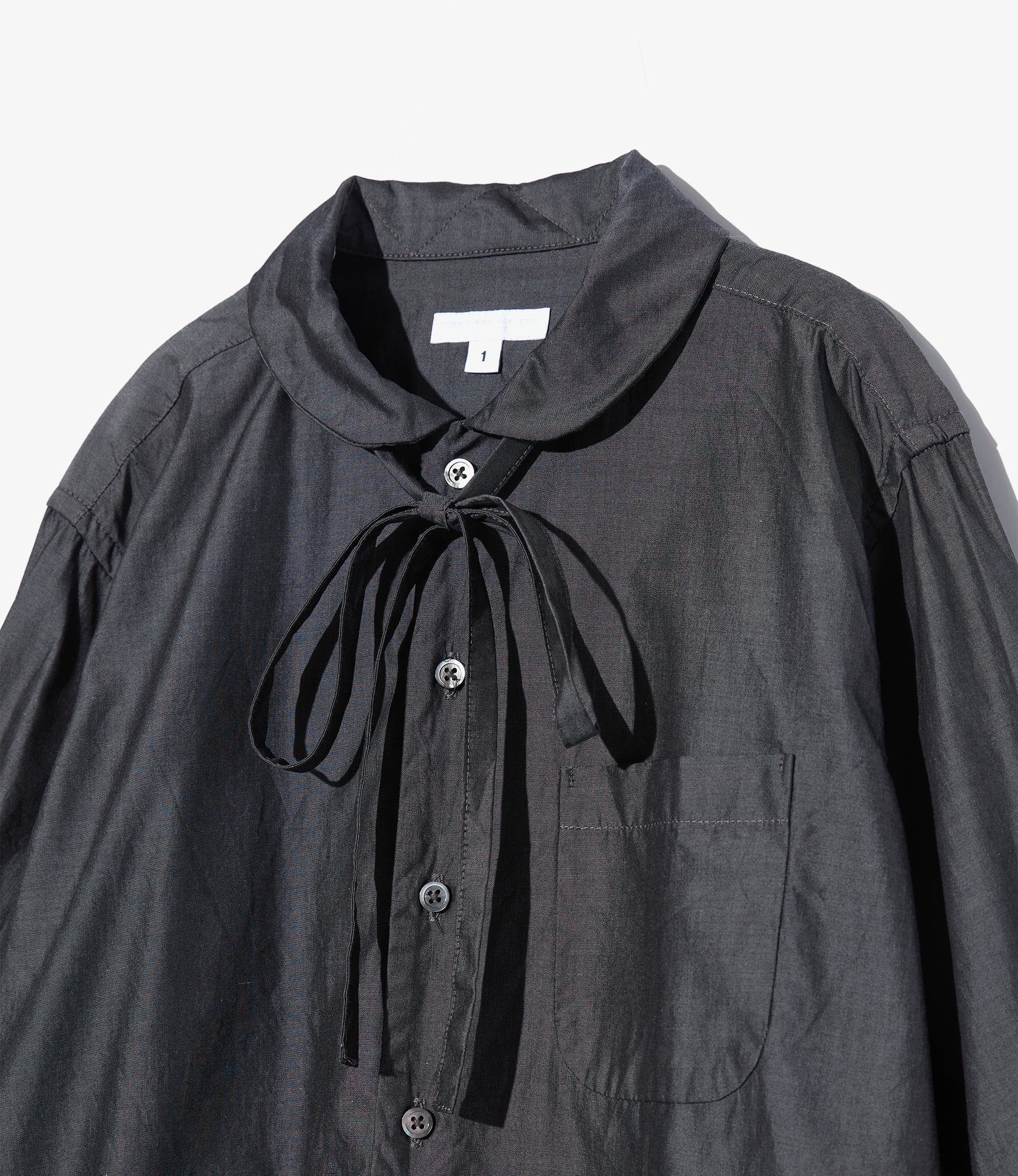 Women's Rounded Collar Shirt - Charcoal Cotton Iridescent Broadcloth