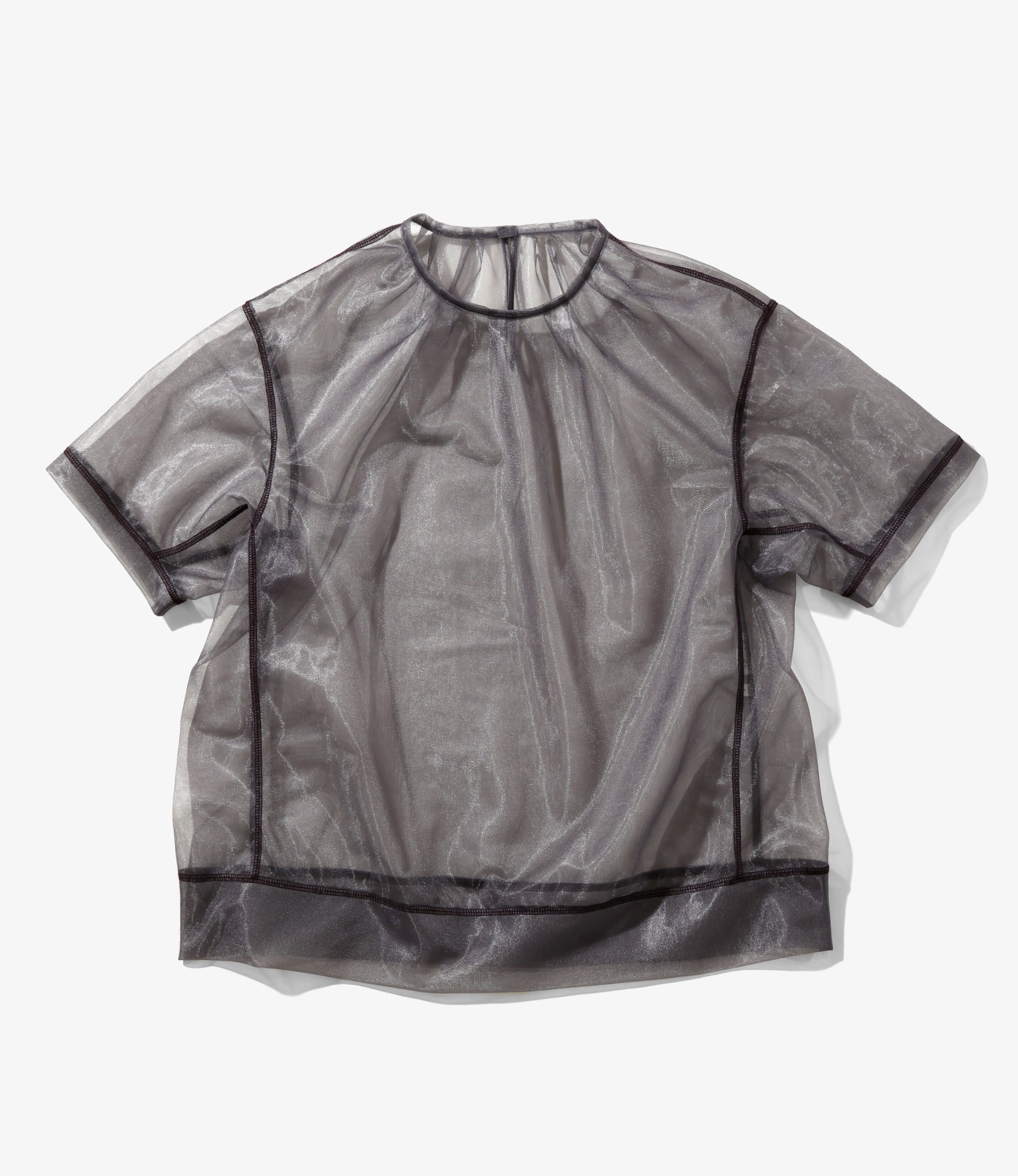 Crew Neck Shirt - Grey - Sheer Tricot