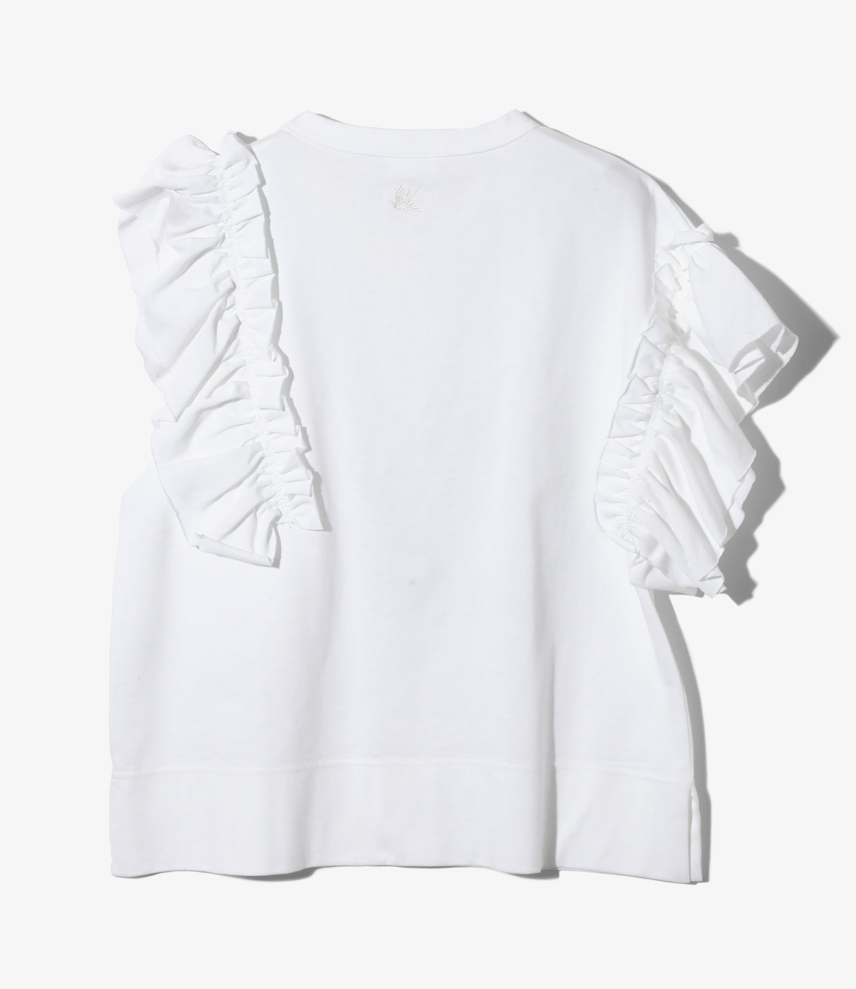 Swallow Asymmetric Frill Sleeve Top - White
