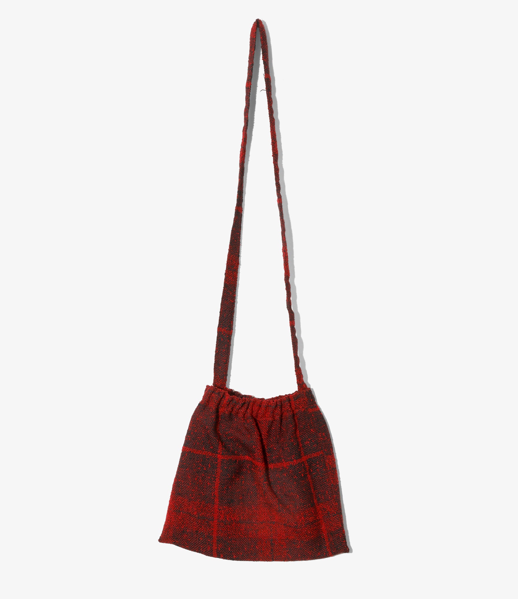 Elastic Pochette - Red - Wool Tweed Plaid