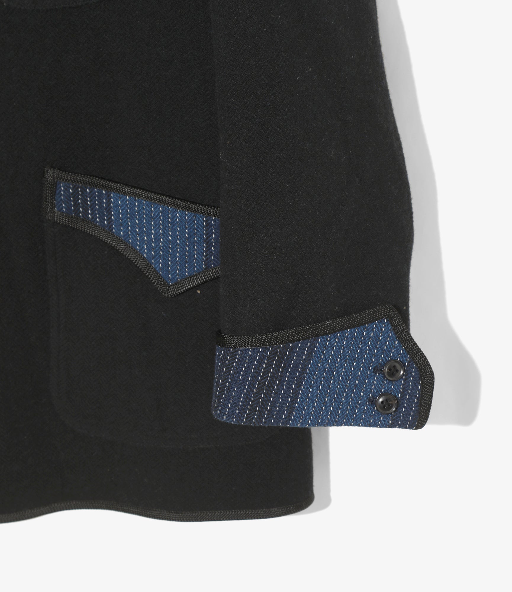 Peaked Lapel Smoking Jacket - Indigo - Wool Double Face