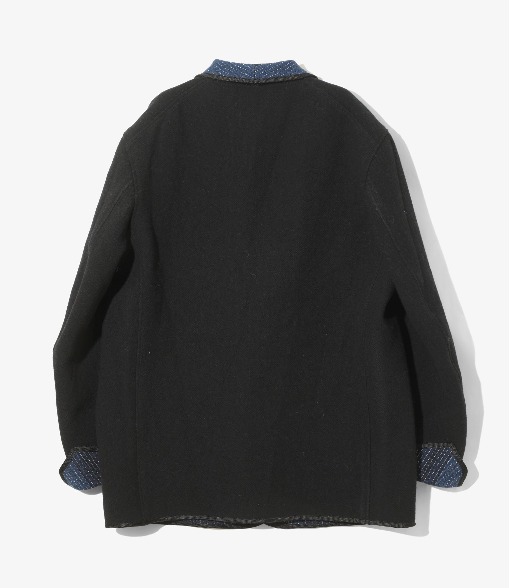 Peaked Lapel Smoking Jacket - Indigo - Wool Double Face