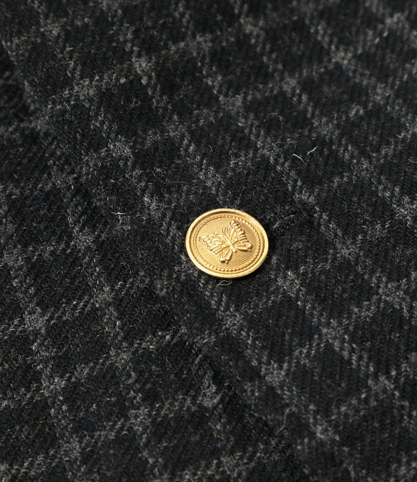 Women's Pin Lapel Blazer - Charcoal - Wool Tweed Plaid