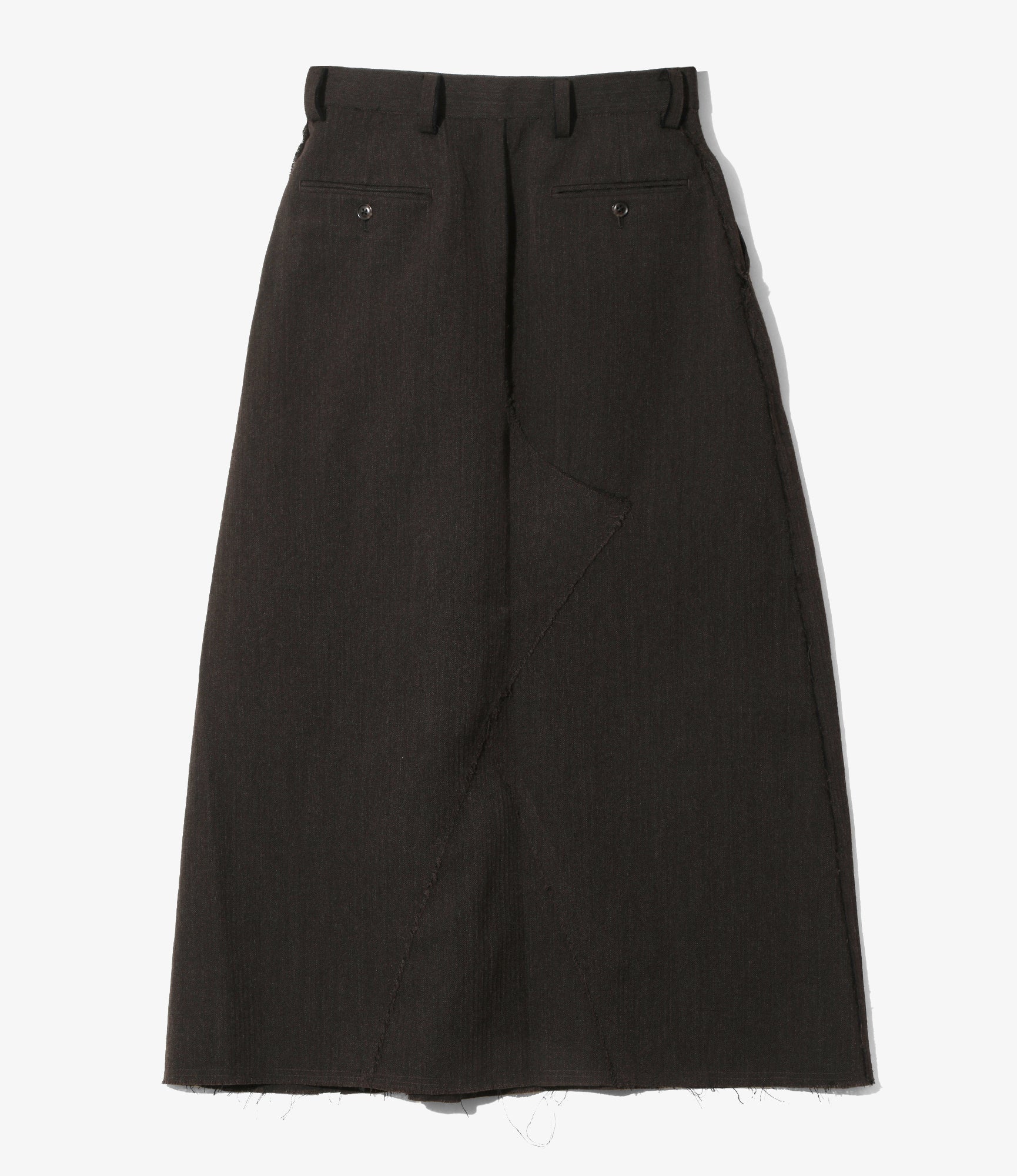 Women's Raw Edge Skirt - Brown - W/L Herringbone