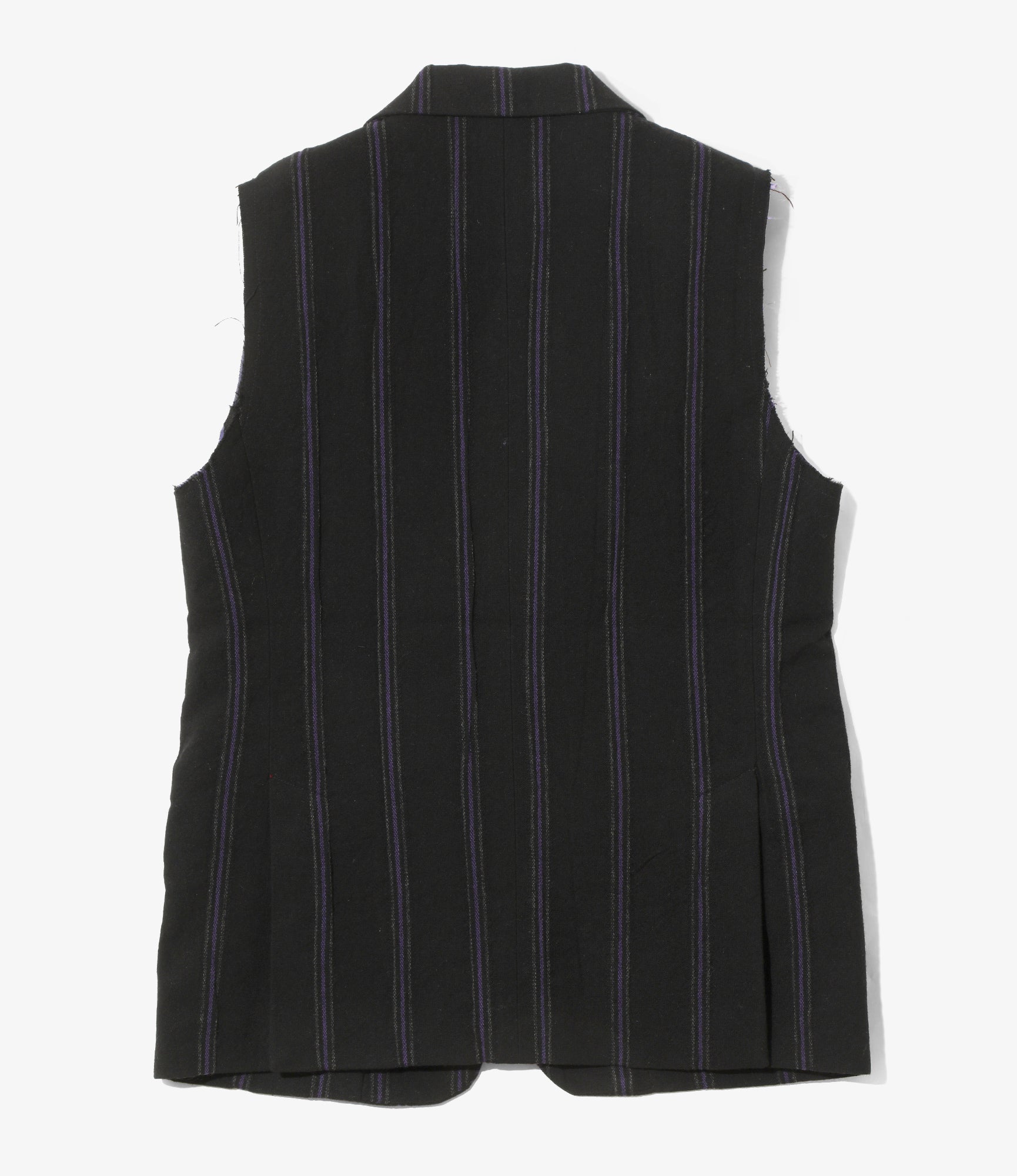 Women's Sleeveless Jacket - Black/Purple - Stripe Tweed