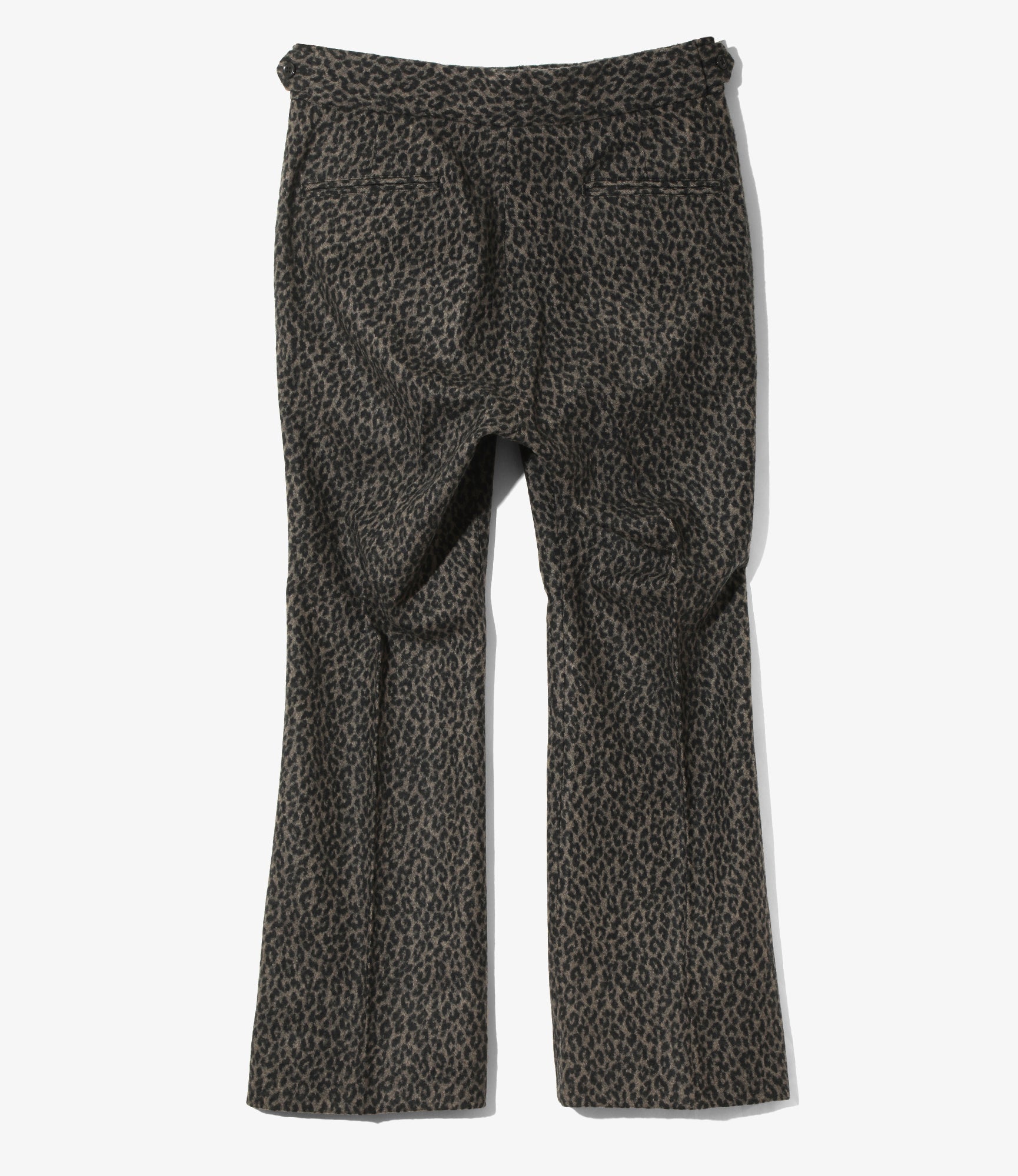 Side Tab Boot-Cut Trouser - Charcoal - Leopard Jacquard