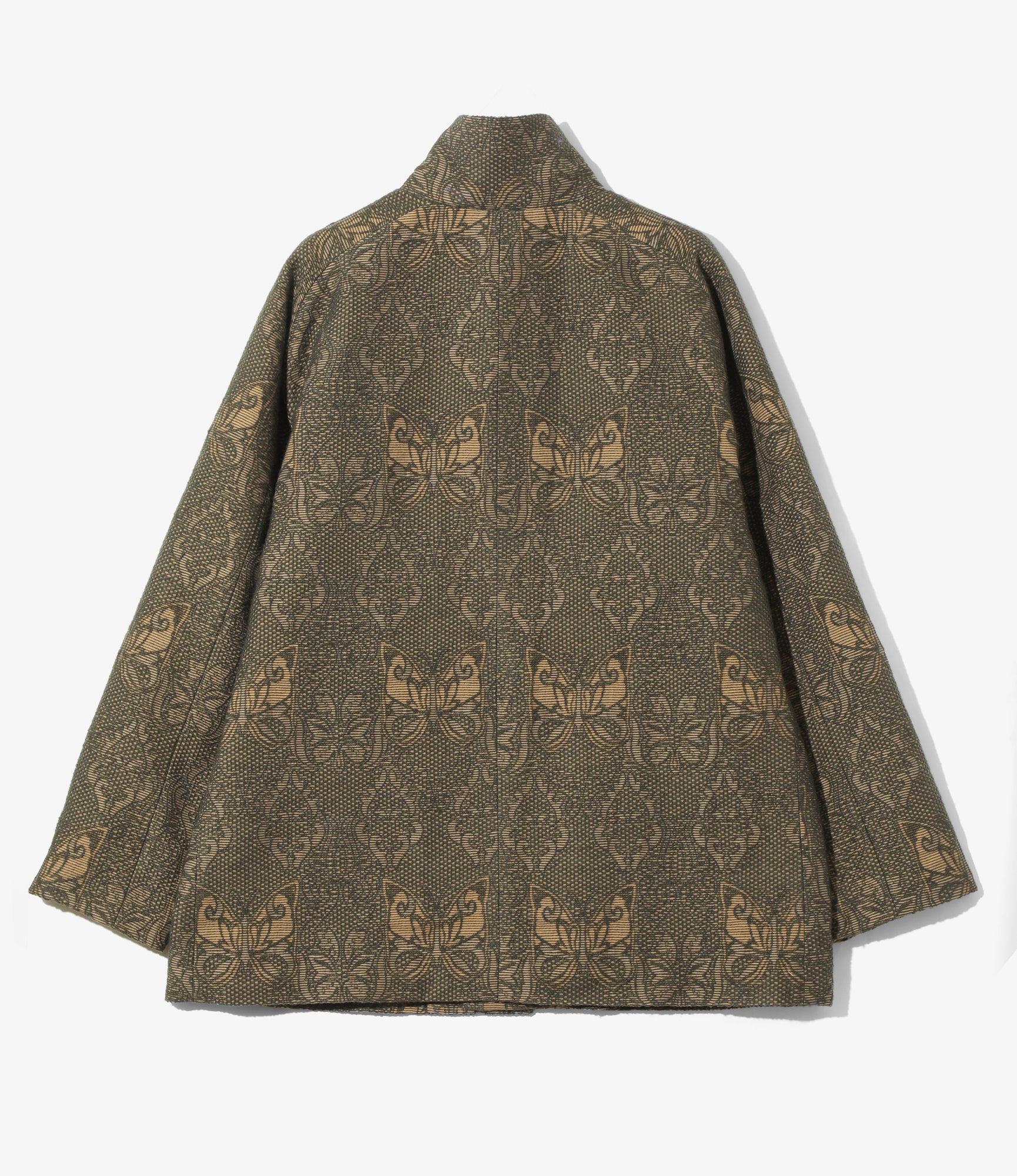 Women's Stand Collar Jacket - Green - Papillon Jacquard