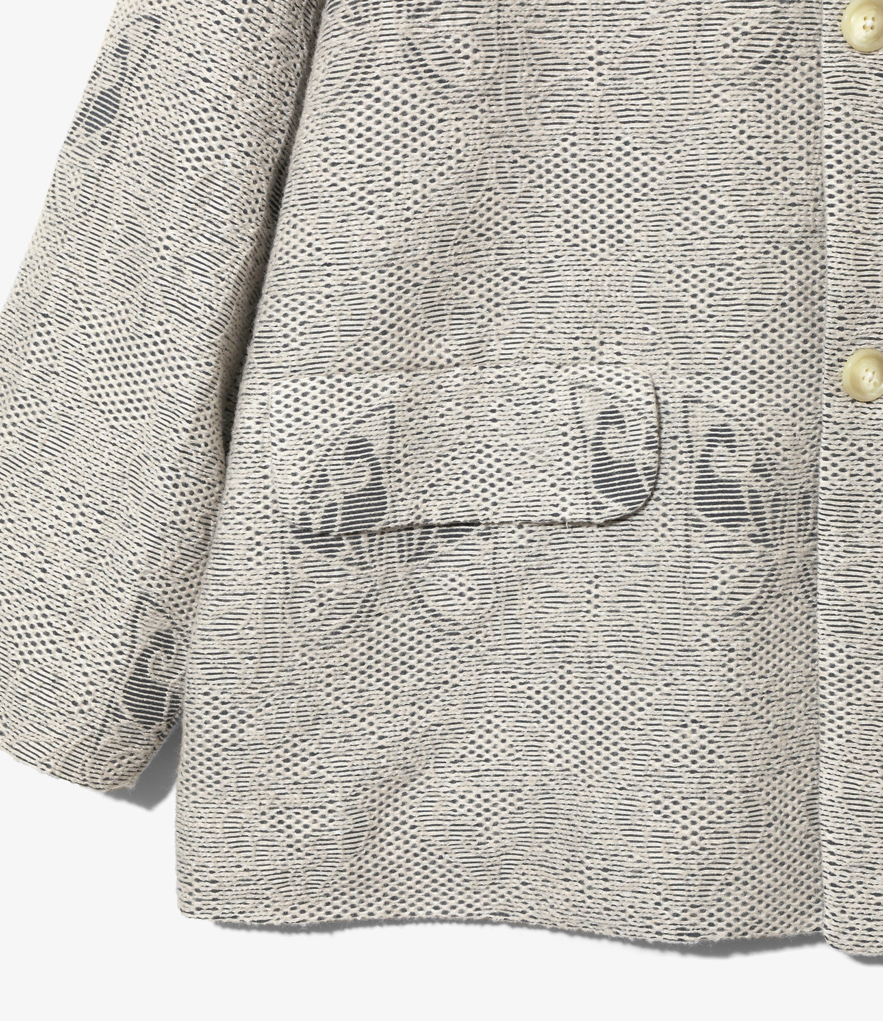 Stand Collar Jacket - Off White - Papillon Jacquard