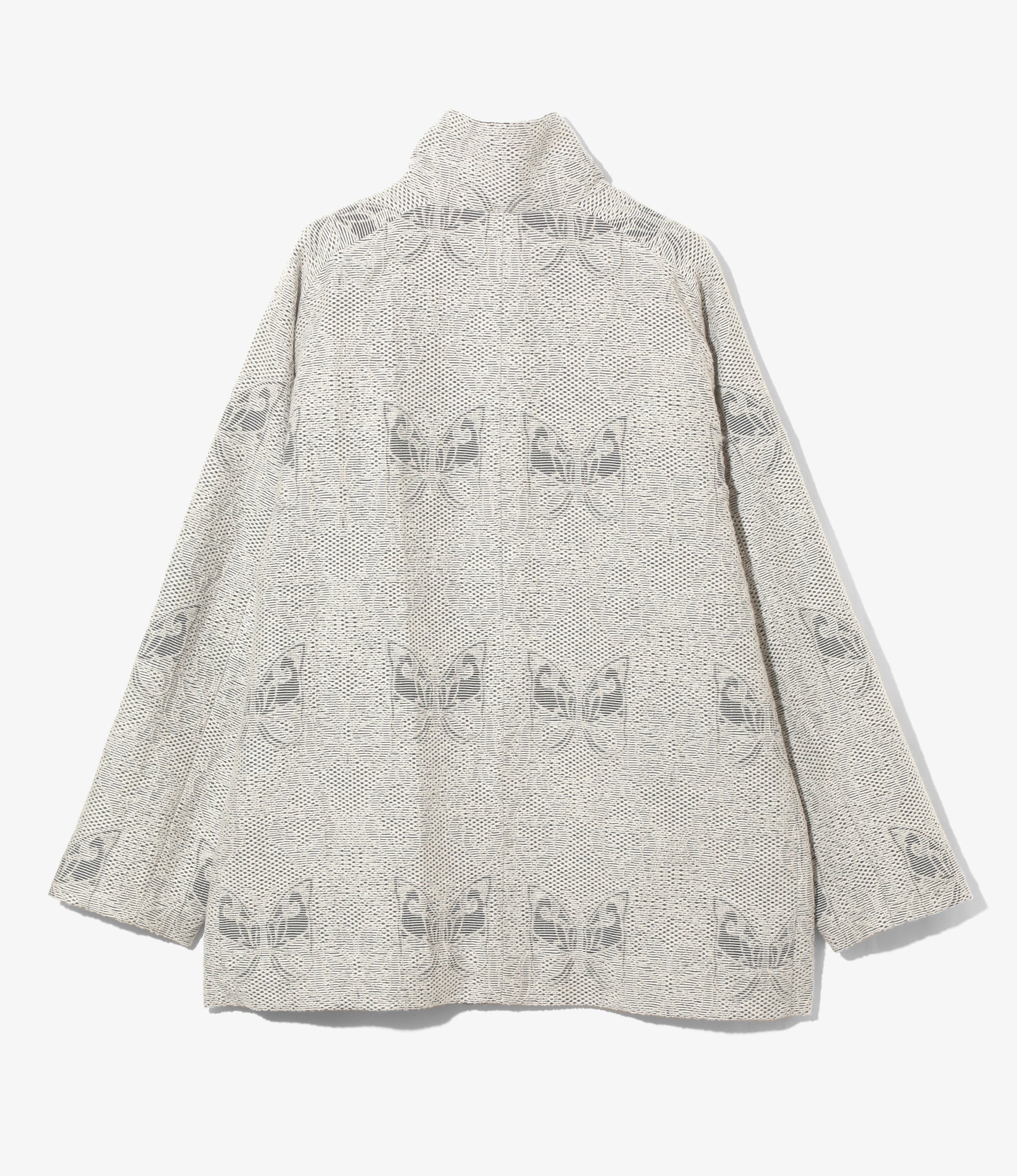 Stand Collar Jacket - Off White - Papillon Jacquard