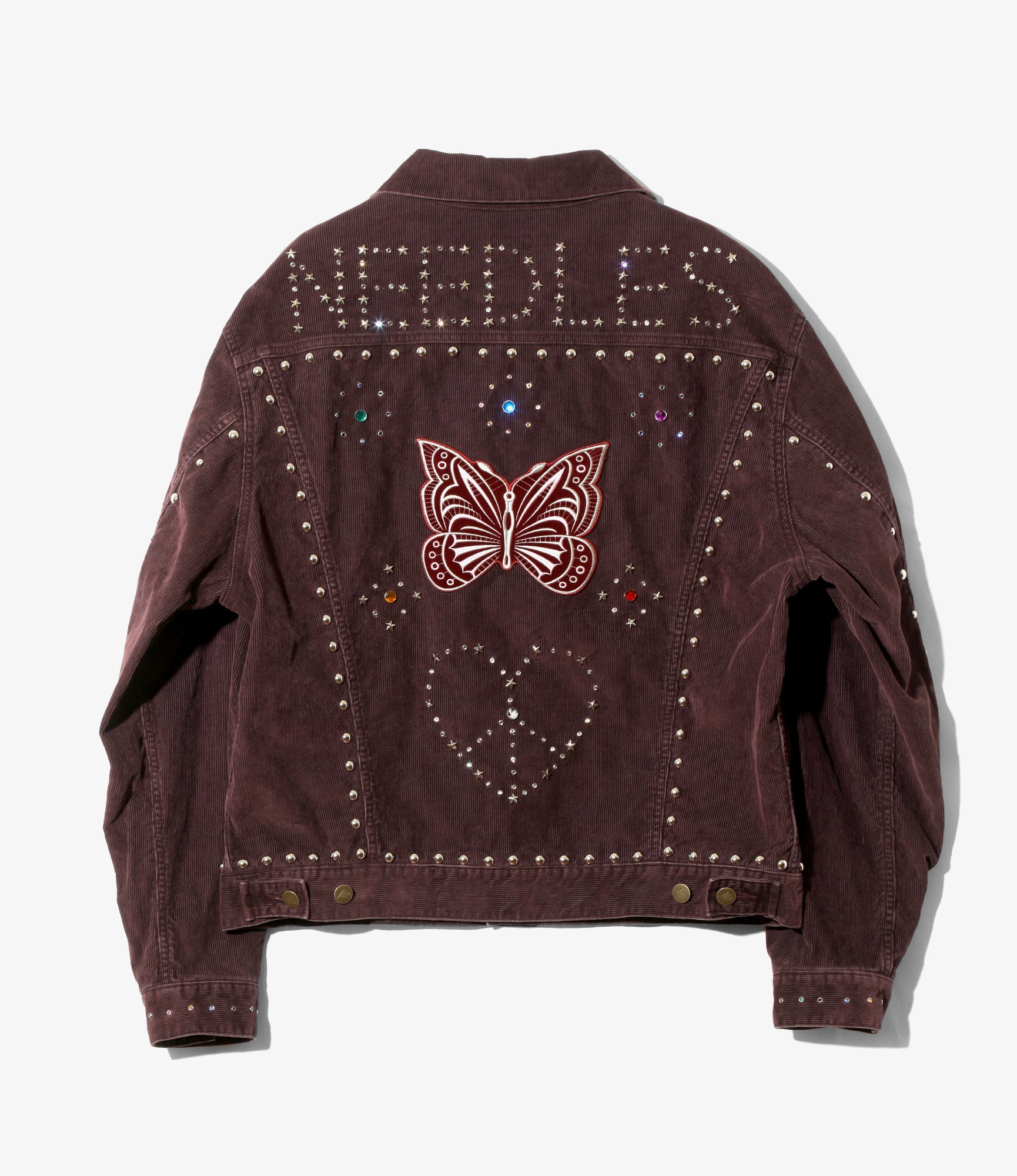 Studded Jean Jacket - Burgundy - 14W Corduroy