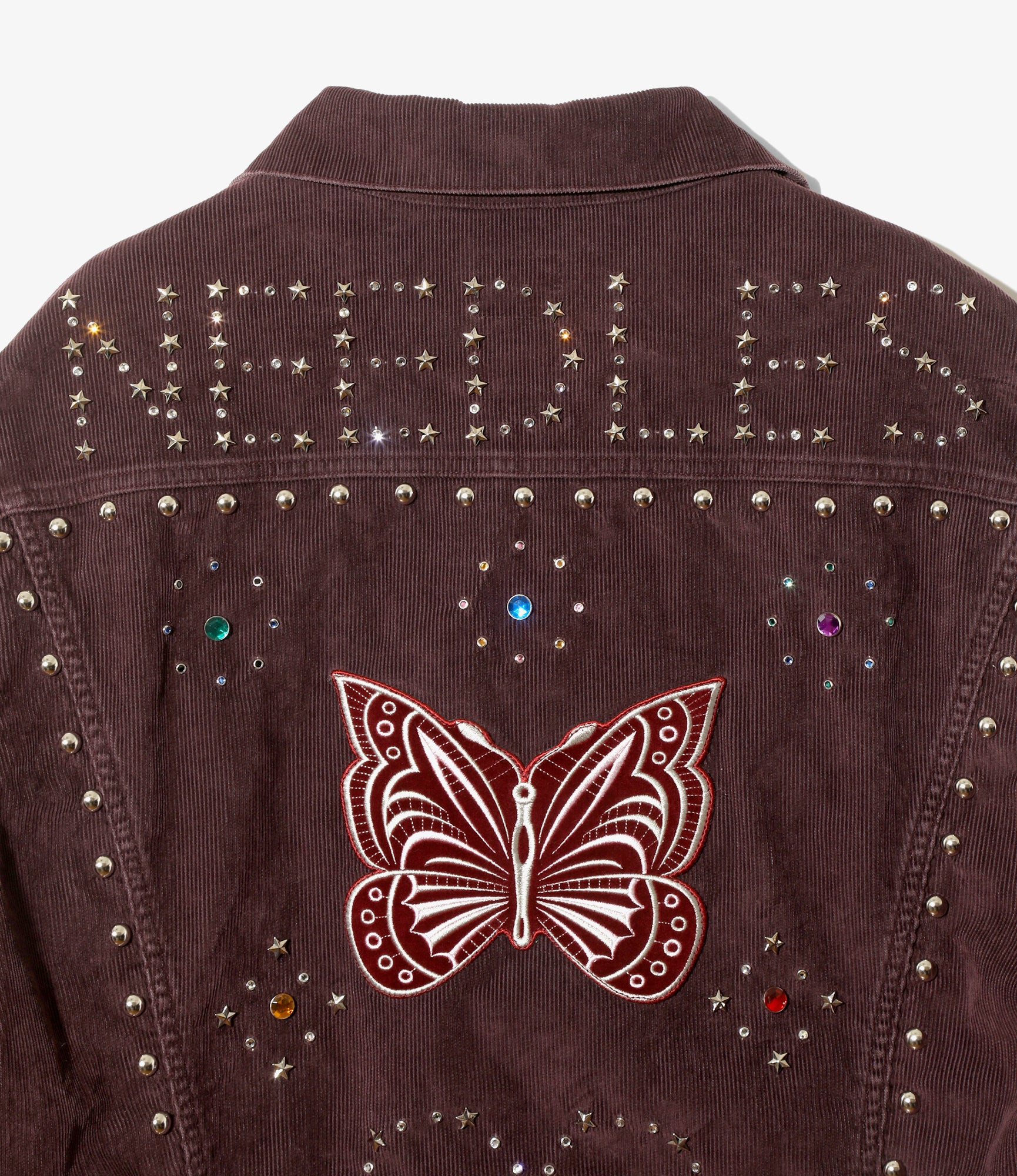Studded Jean Jacket - Burgundy - 14W Corduroy
