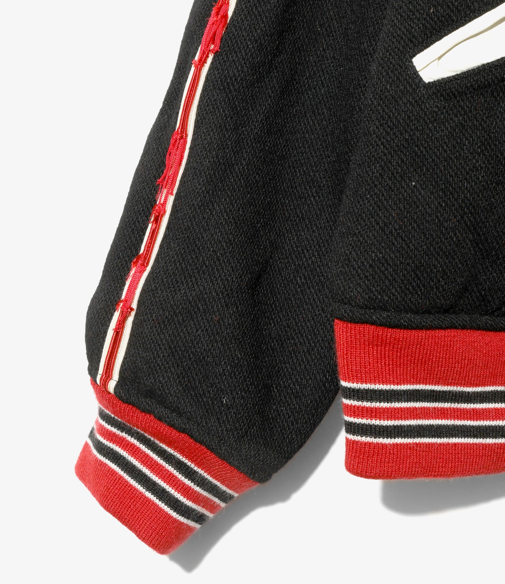 Deconstructed Lettered Jacket - Black - Wool Melton