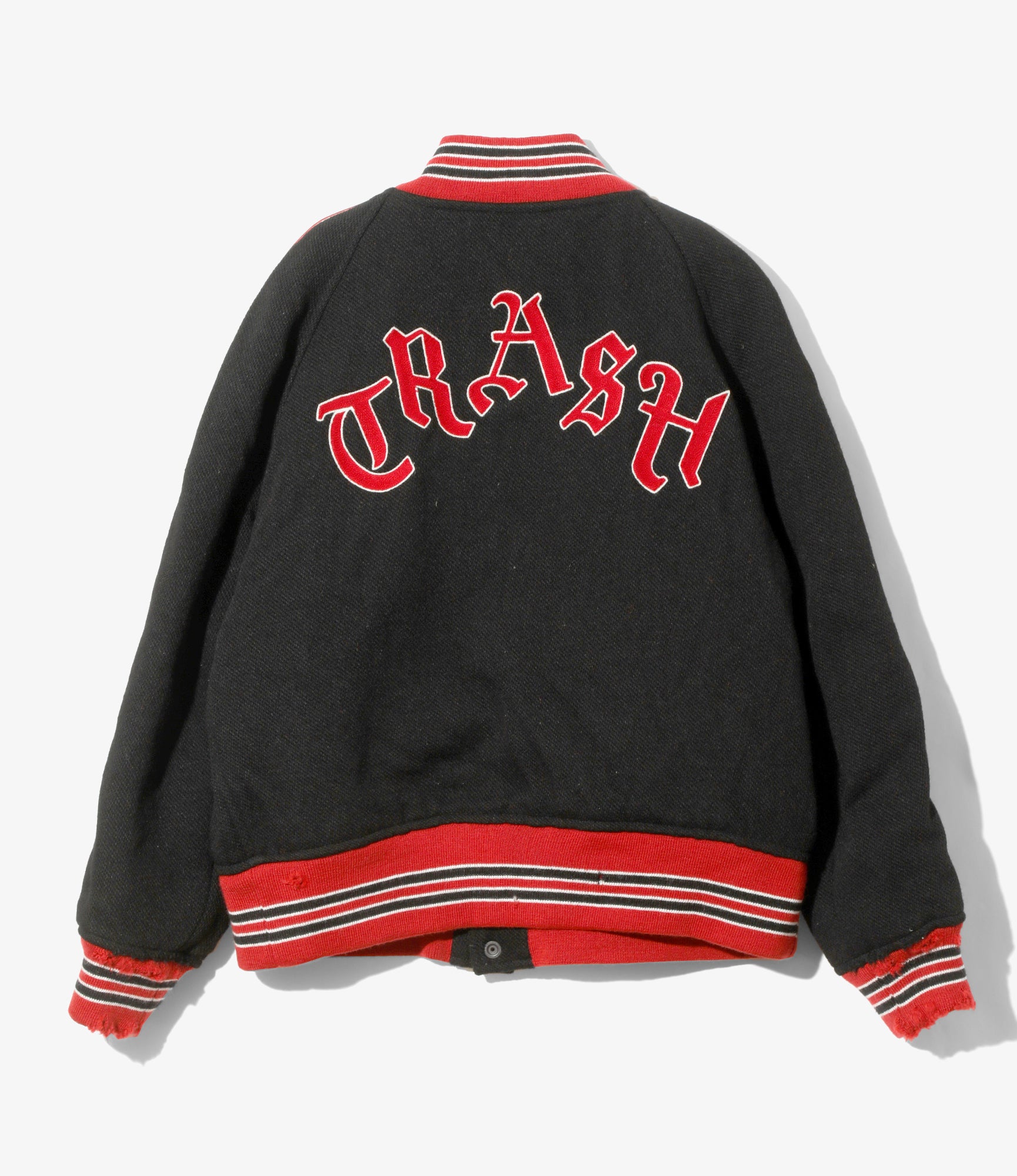 Deconstructed Lettered Jacket - Black - Wool Melton