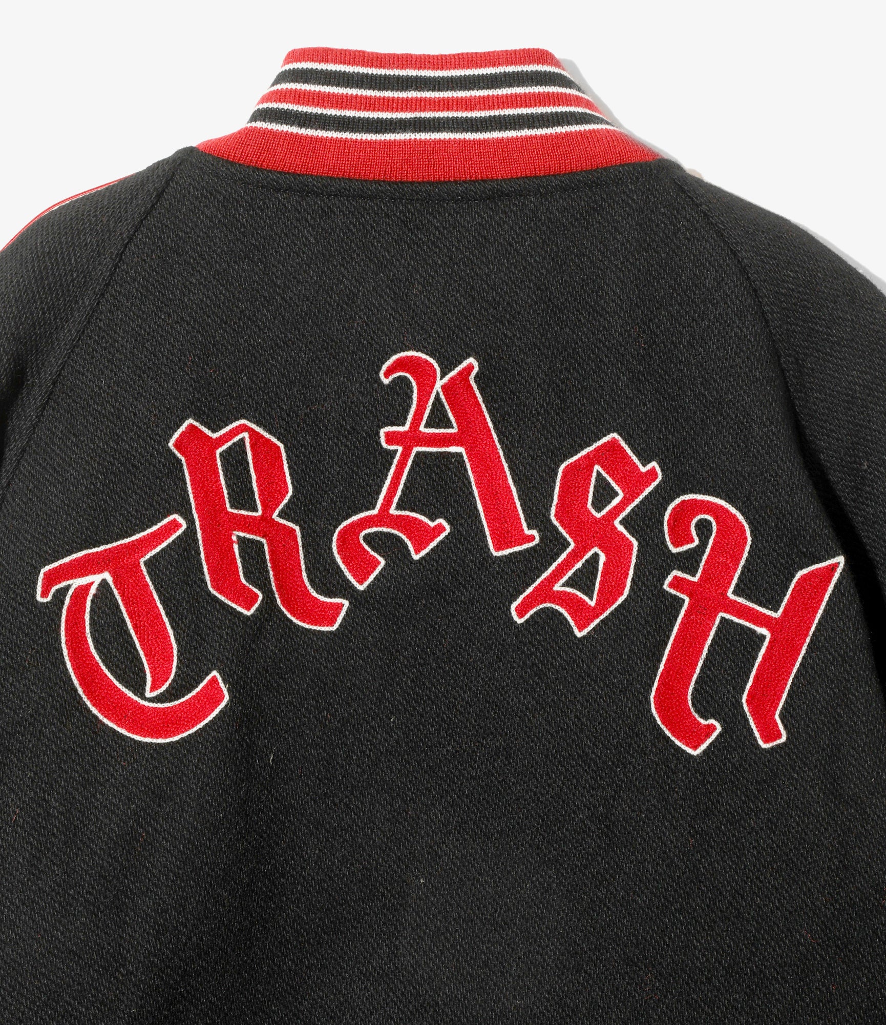 Deconstructed Lettered Jacket - Black - Wool Melton