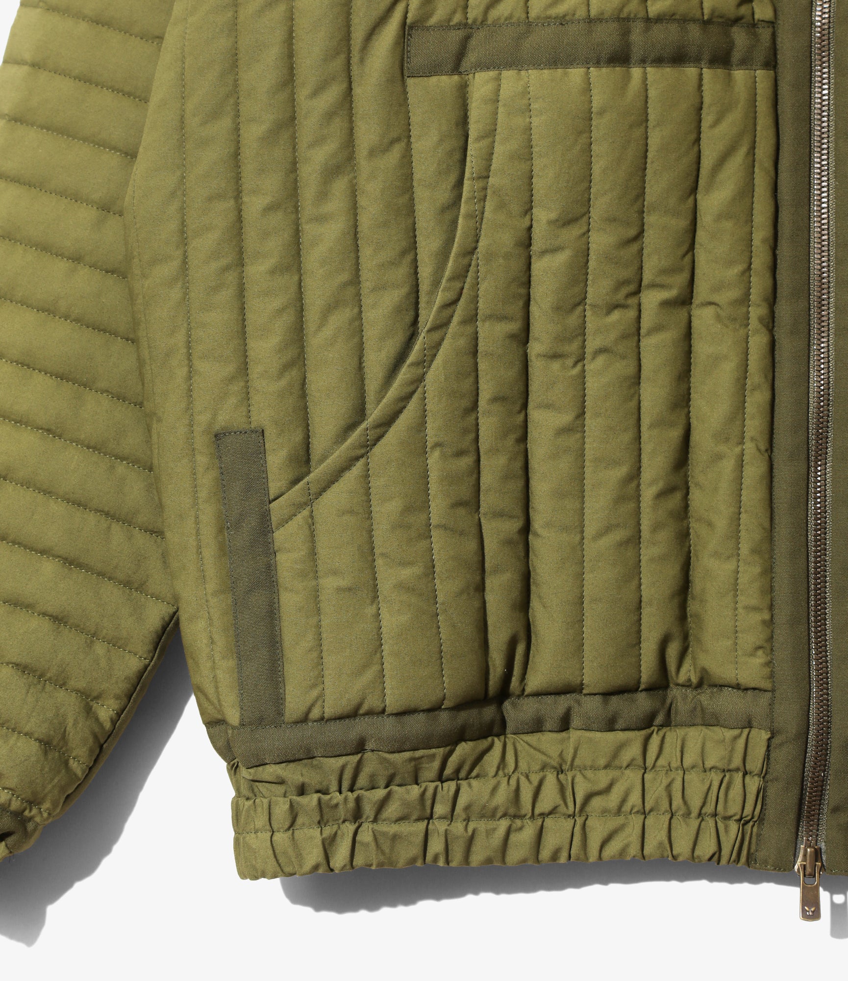 Taped Quilted Hoody - Olive - Cotton Poplin