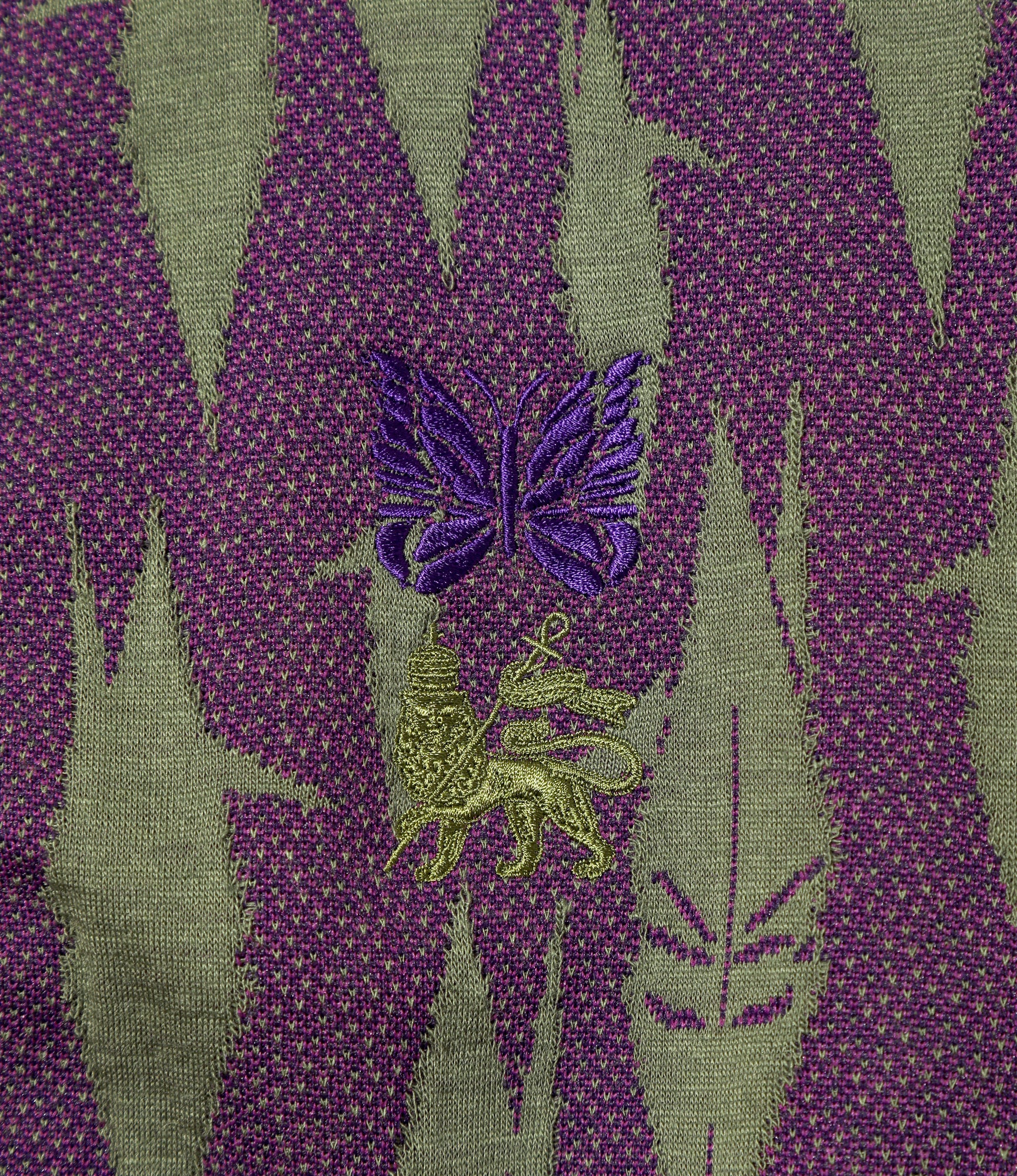 Needles x Sasquatchfabrix - Track Jacket - Eggplant x Olive - Origami crane