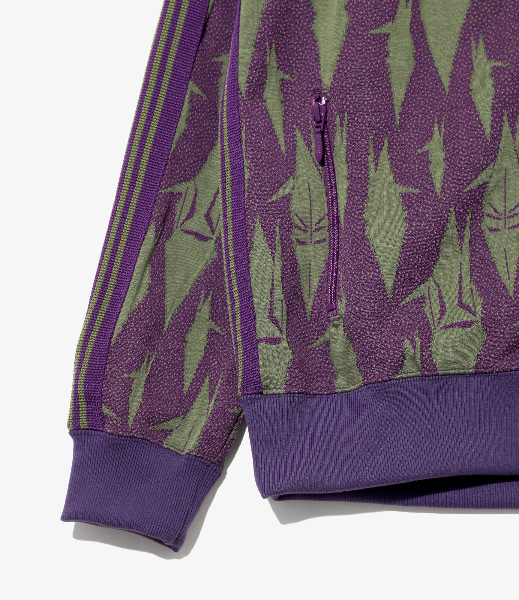 Needles x Sasquatchfabrix - Track Jacket - Eggplant x Olive - Origami crane