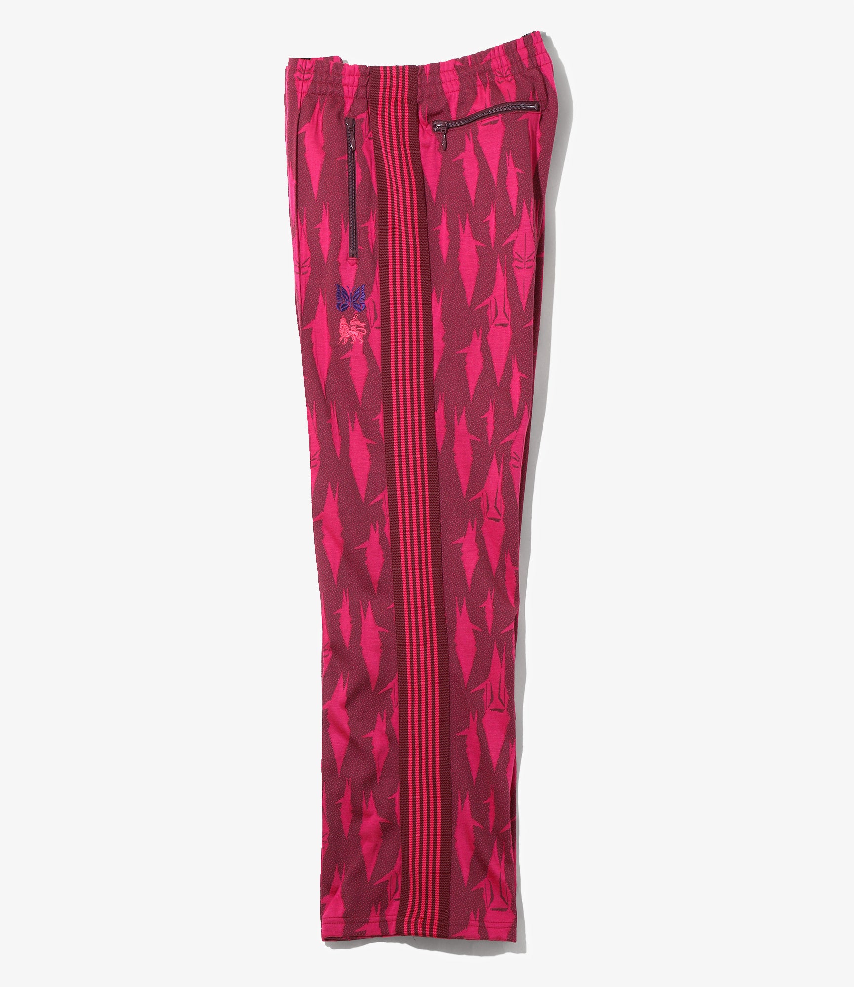 Needles x Sasquatchfabix - Track Pant - Bordeaux x Pink - Origami crane