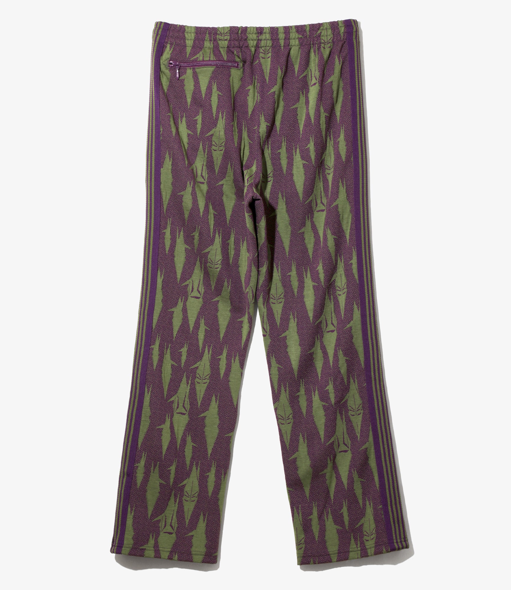 Needles x Sasquatchfabrix - Track Pant - Eggplant x Olive - Origami crane