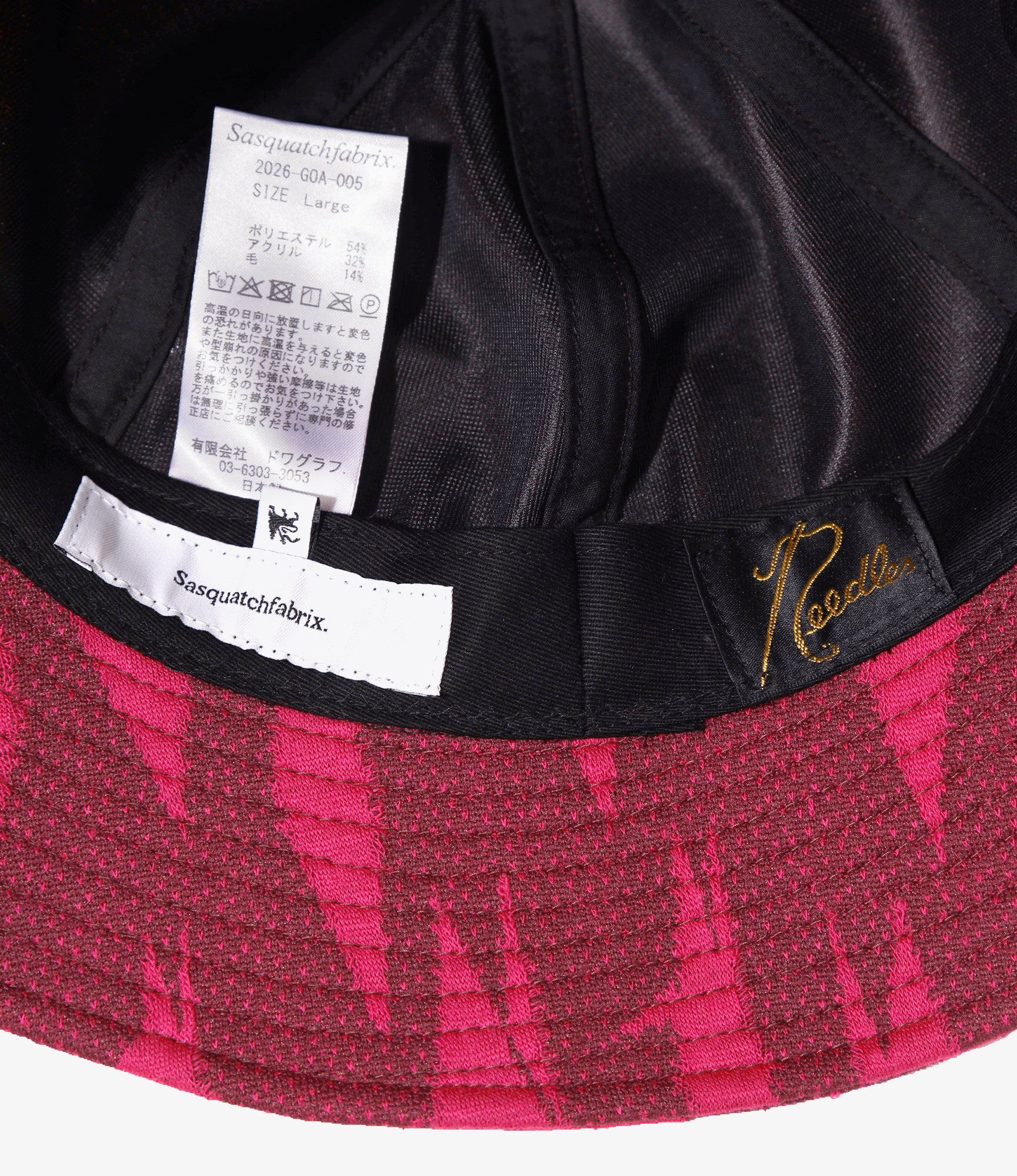 Needles x Sasquatchfabrix - Bucket Hat - Bordeaux x Pink - Origami crane