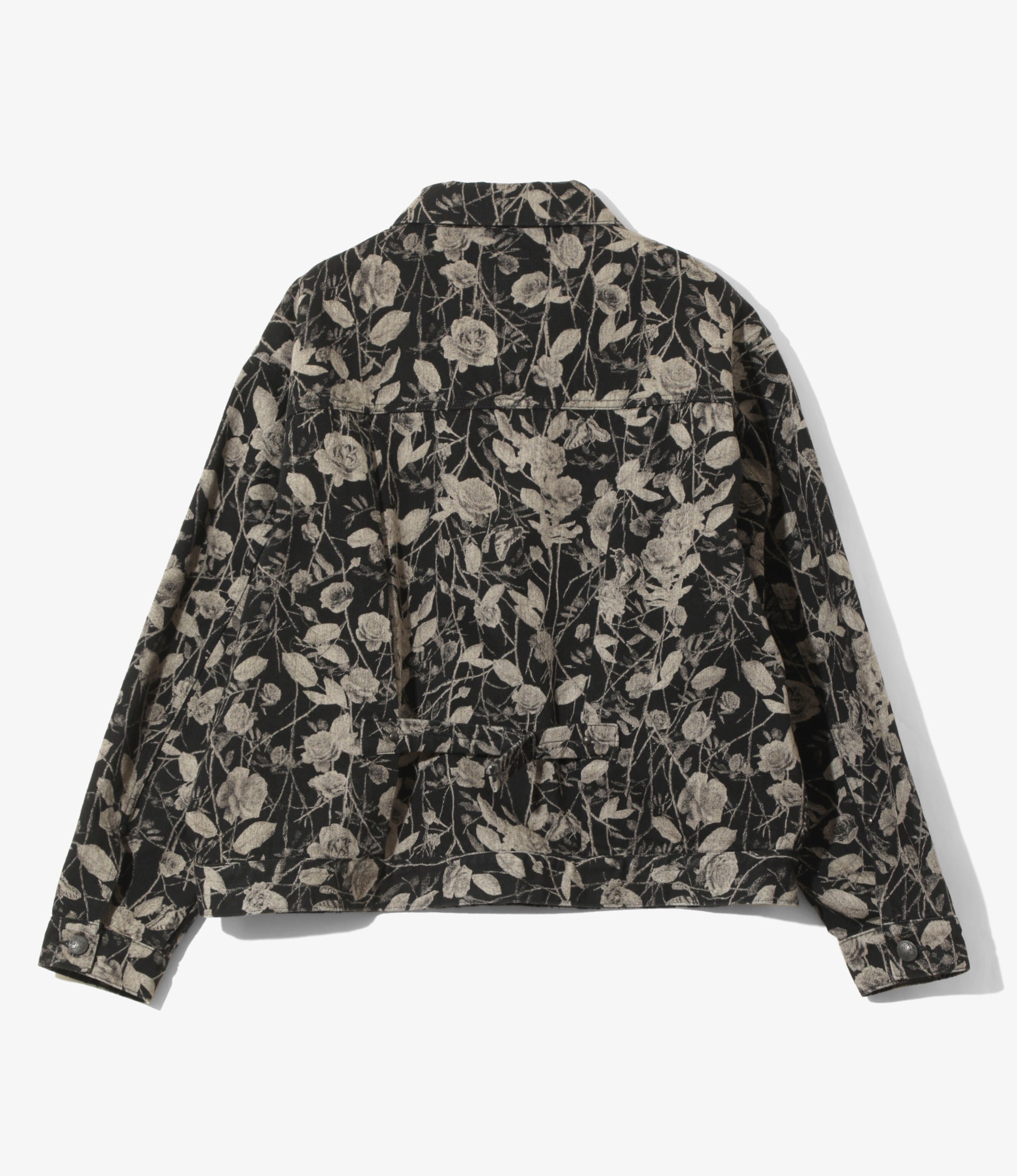 M.W. Jean Jacket - Black - 13oz Denim / Rose Printed