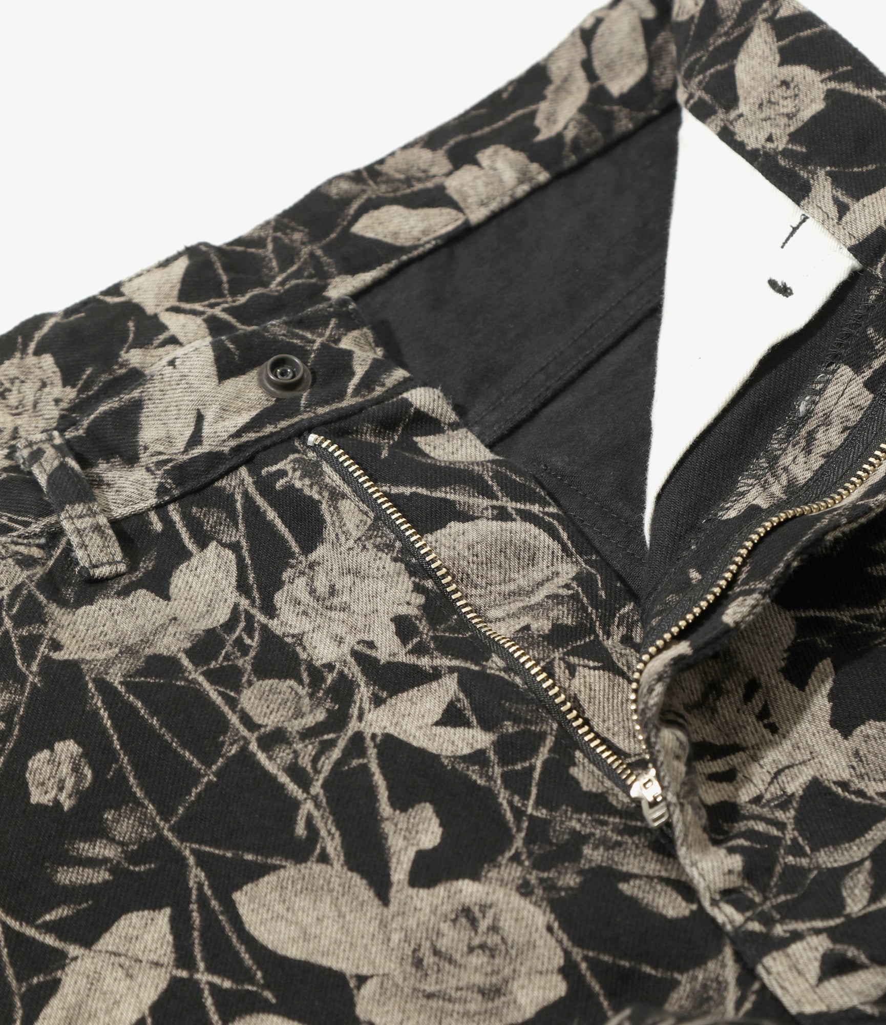 Straight Jean - Black - 13oz Denim / Rose Printed